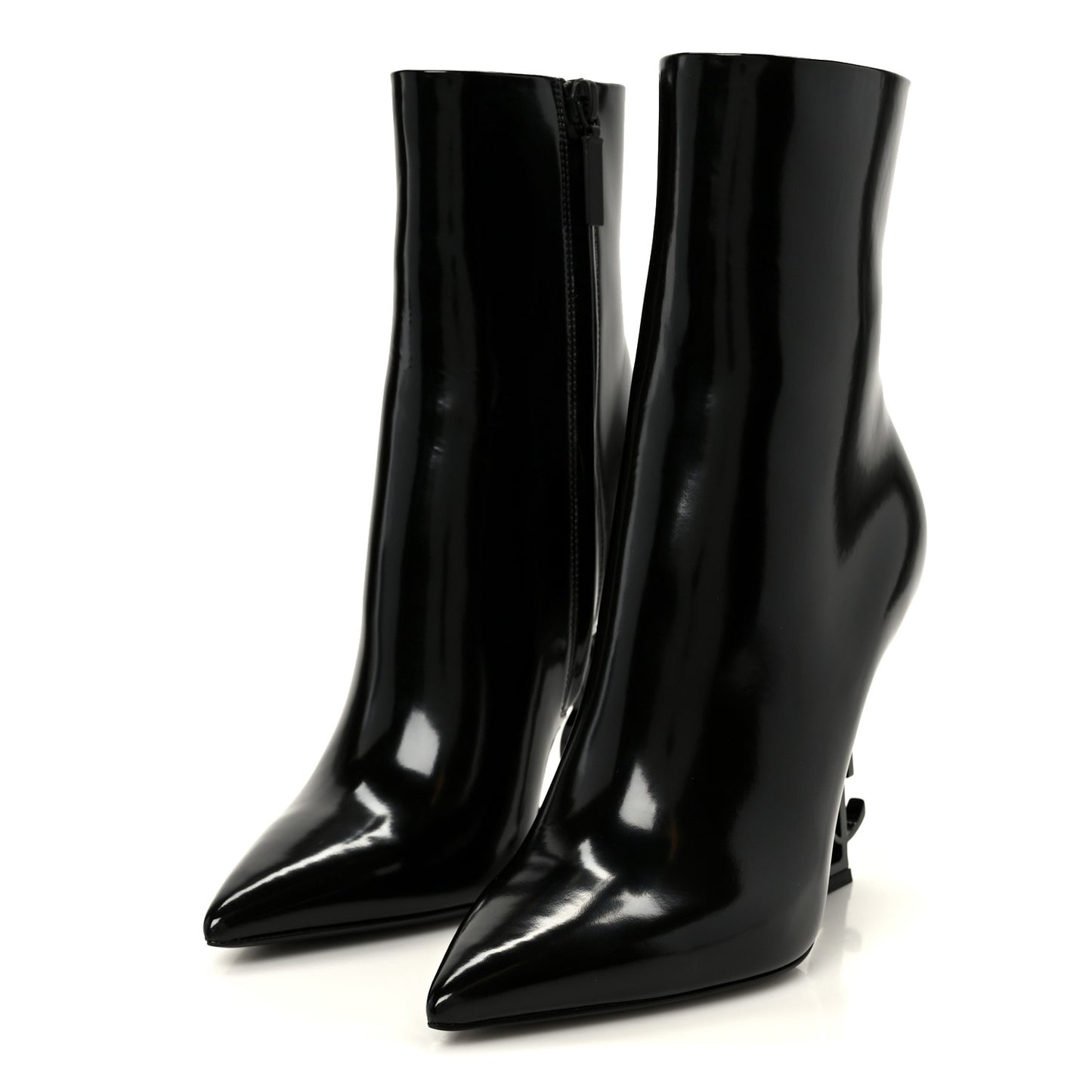 Glazed Calfskin Opyum 110 Ankle Boots 36 Black