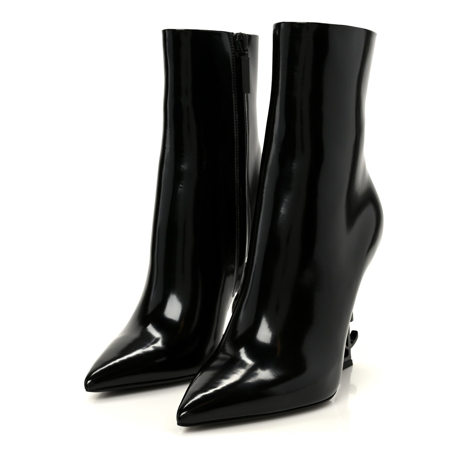 Saint Laurent Glazed Calfskin Opyum 110 Ankle Boots 36 Black 4 of 9