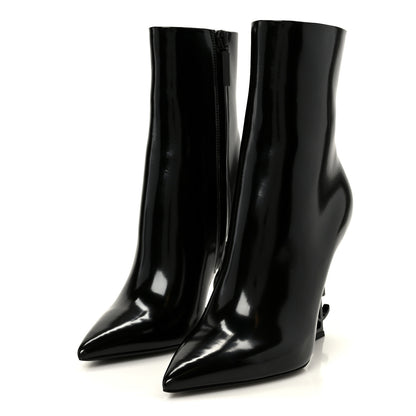Saint Laurent Glazed Calfskin Opyum 110 Ankle Boots 36 Black 4 of 9