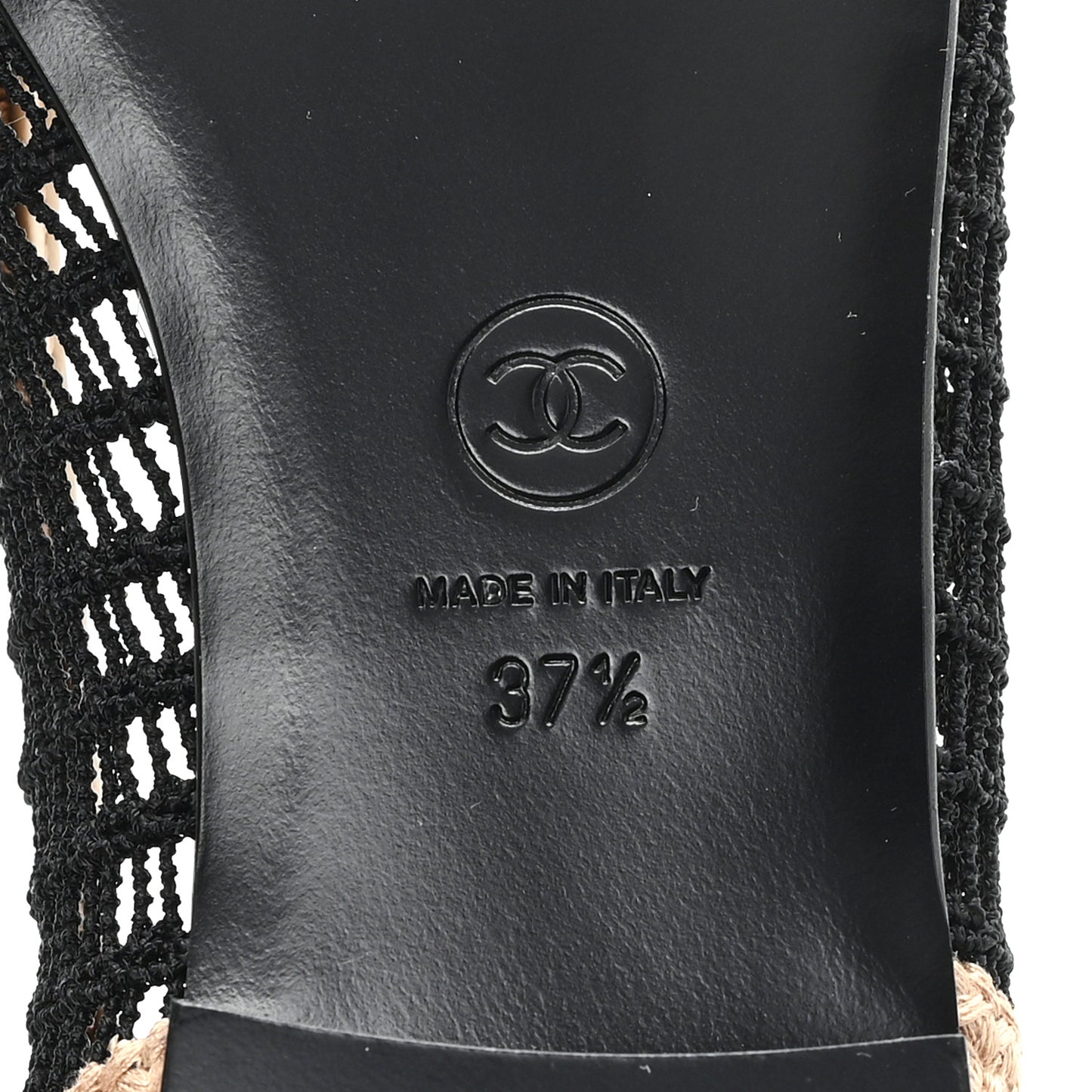 Raffia Cap Toe Ballerina Flats 37.5 Black Beige