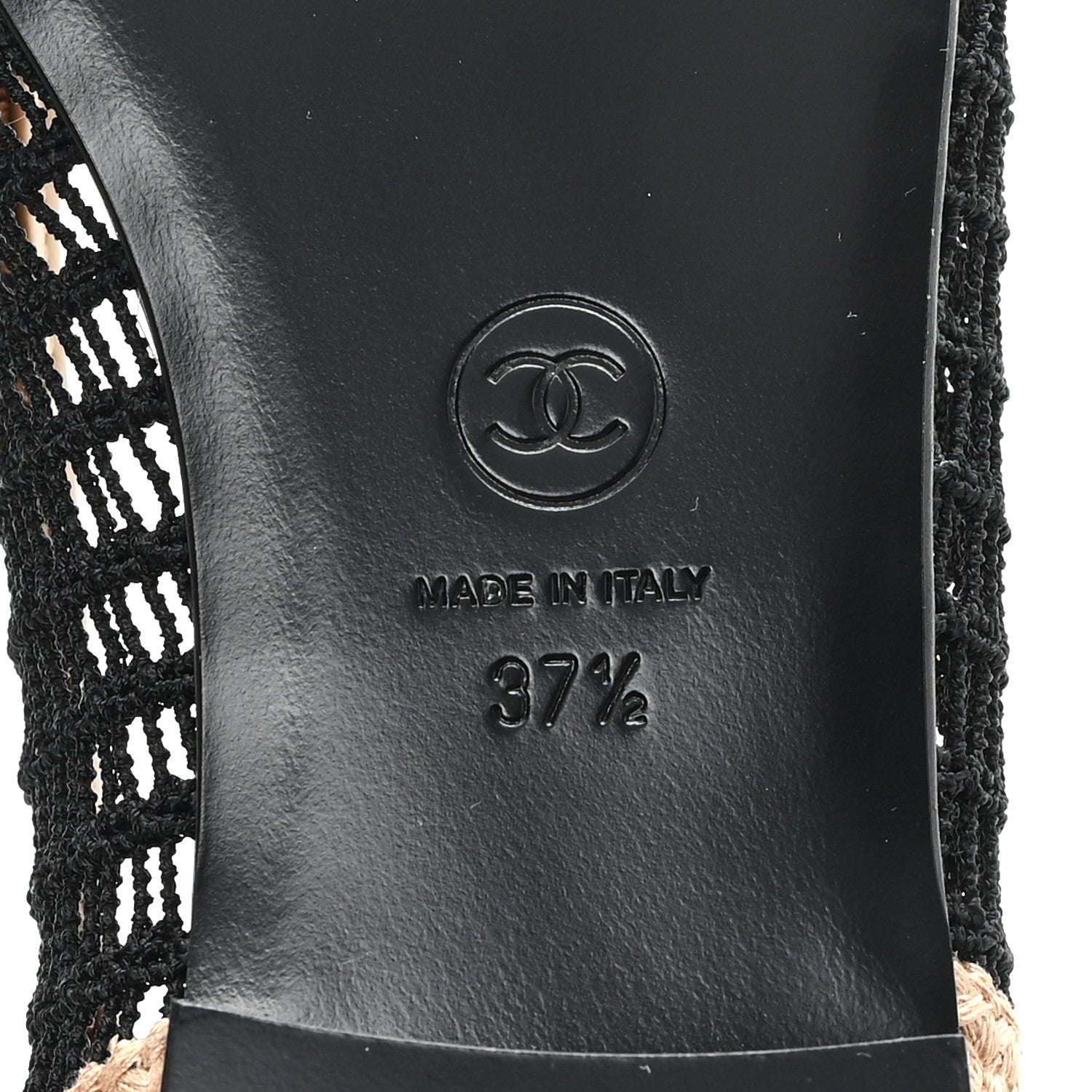 Chanel Raffia Cap Toe Ballerina Flats 37.5 Black Beige 7 of 9