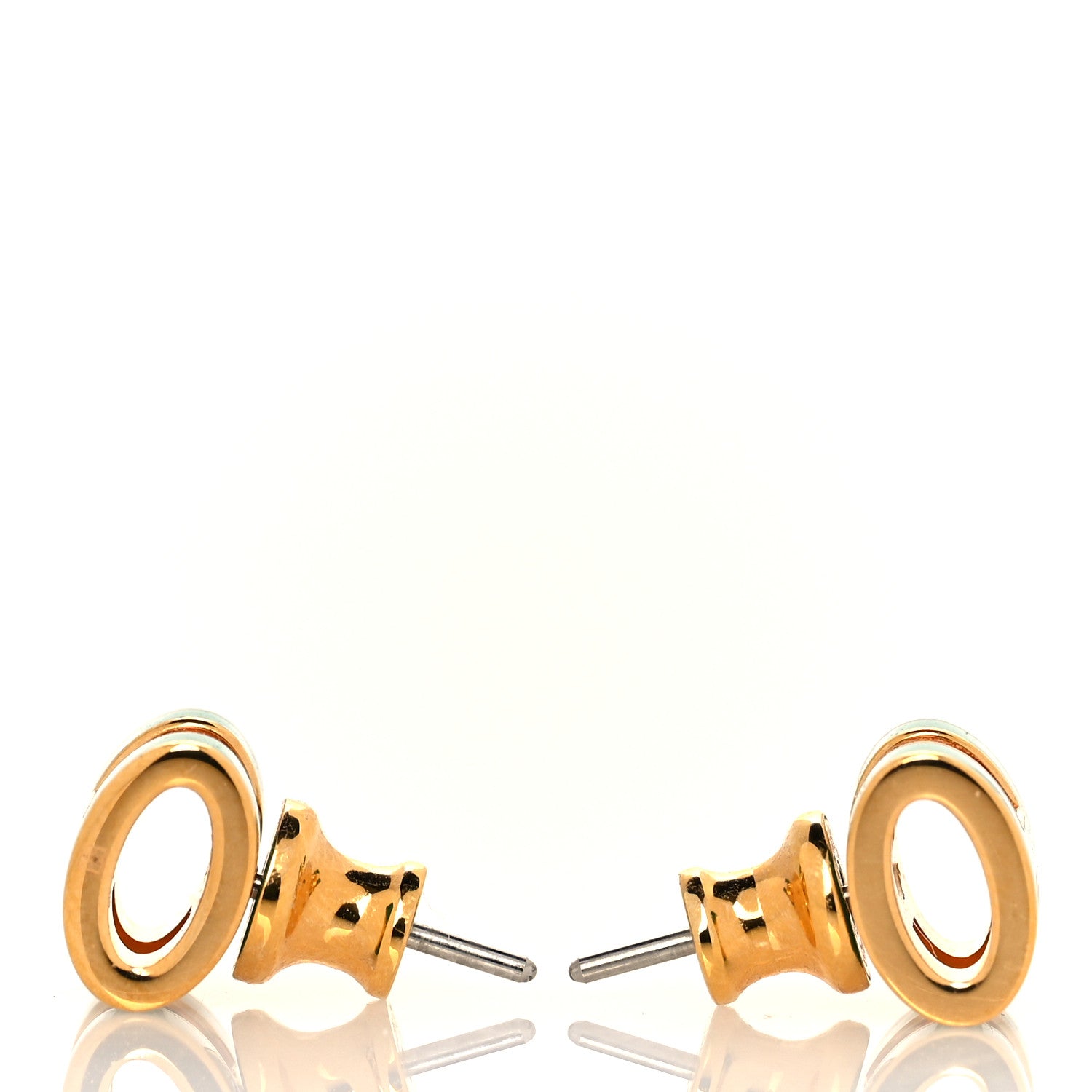 Hermes Rose Gold Lacquered Mini Pop H Earrings Malachite 3 of 5