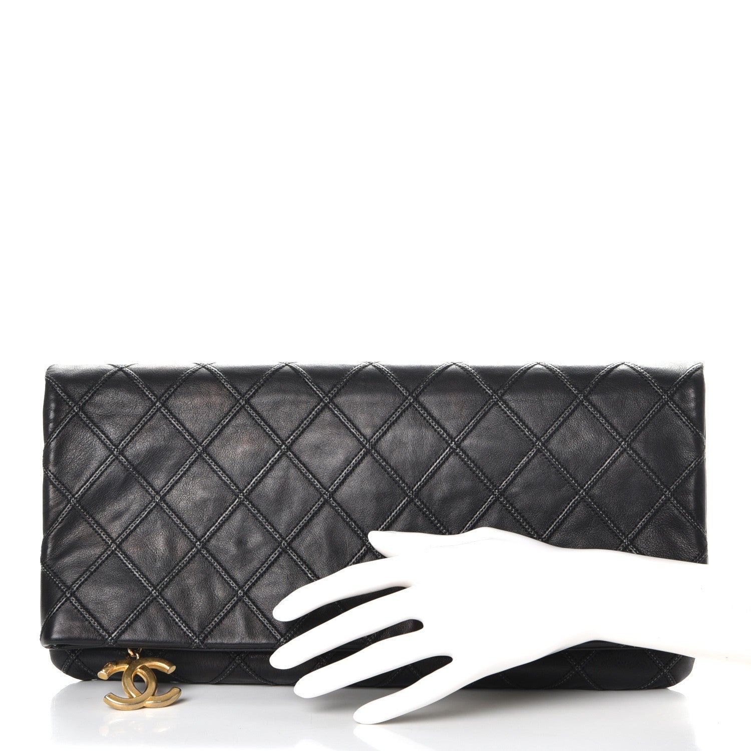Chanel Calfskin Stitched Thin City Clutch Black 2 of 8