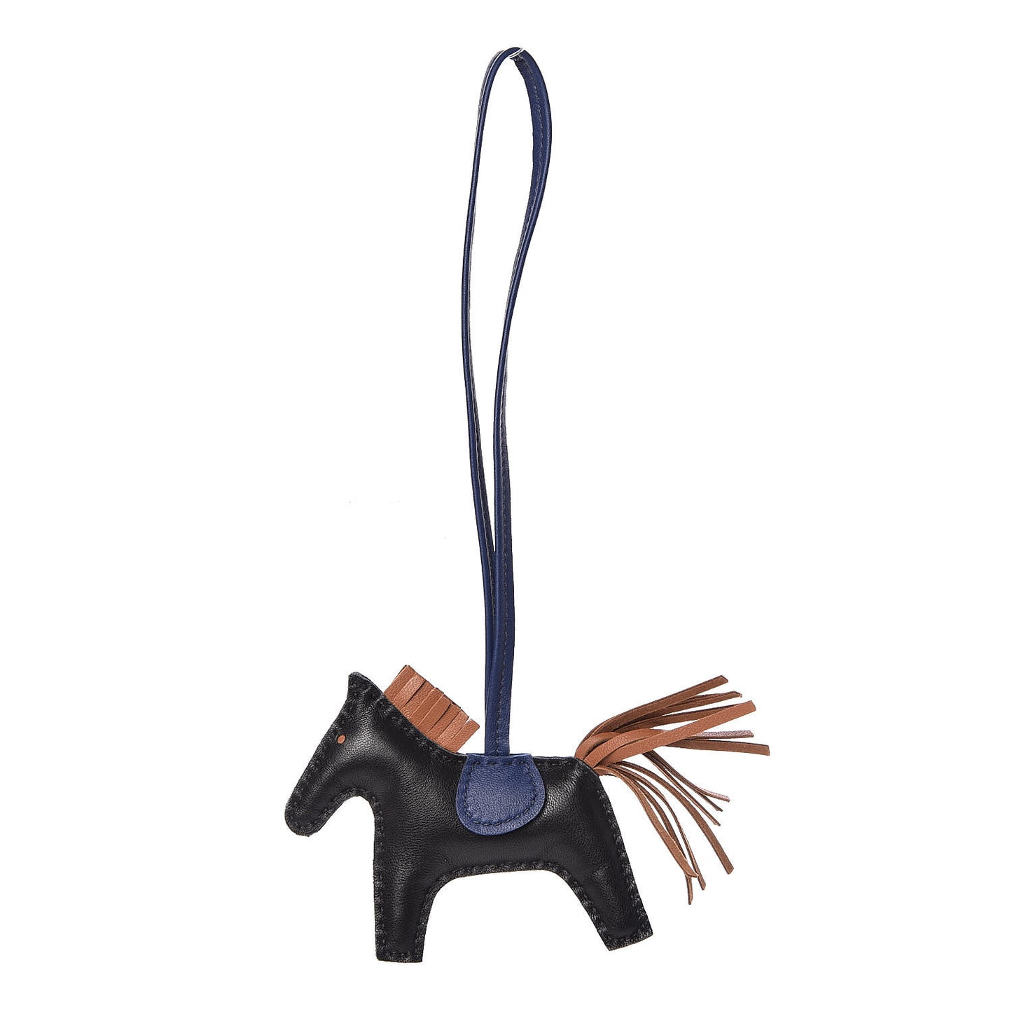 Milo Lambskin Grigri Rodeo Horse Bag Charm PM Black Bleu Saphir Gold