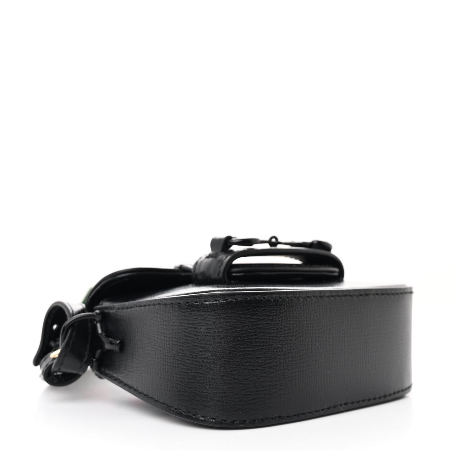 Azalea Calfskin Web Monochrome Horsebit 1955 Wallet On Strap Black