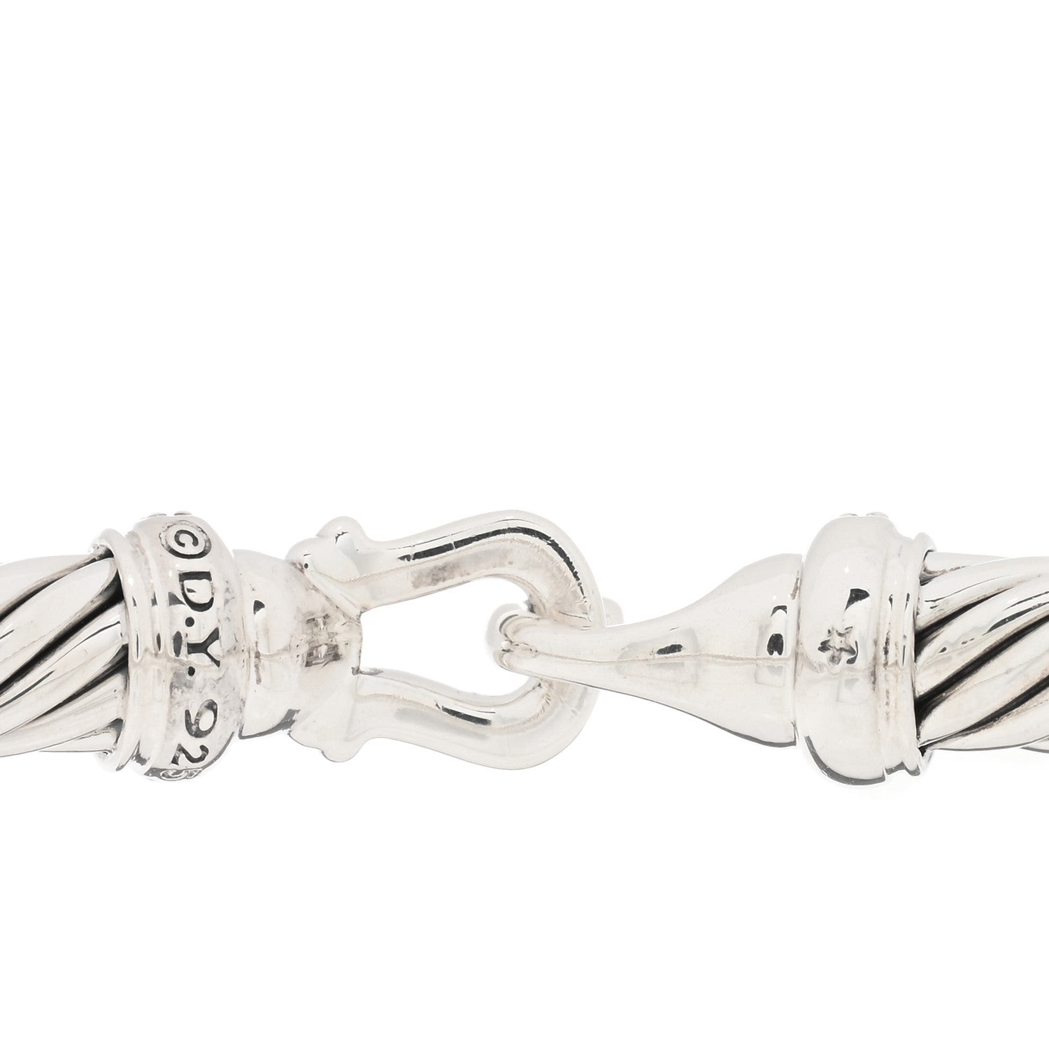 David Yurman Sterling Silver Diamond 5mm Cable Buckle Bracelet 3 of 3