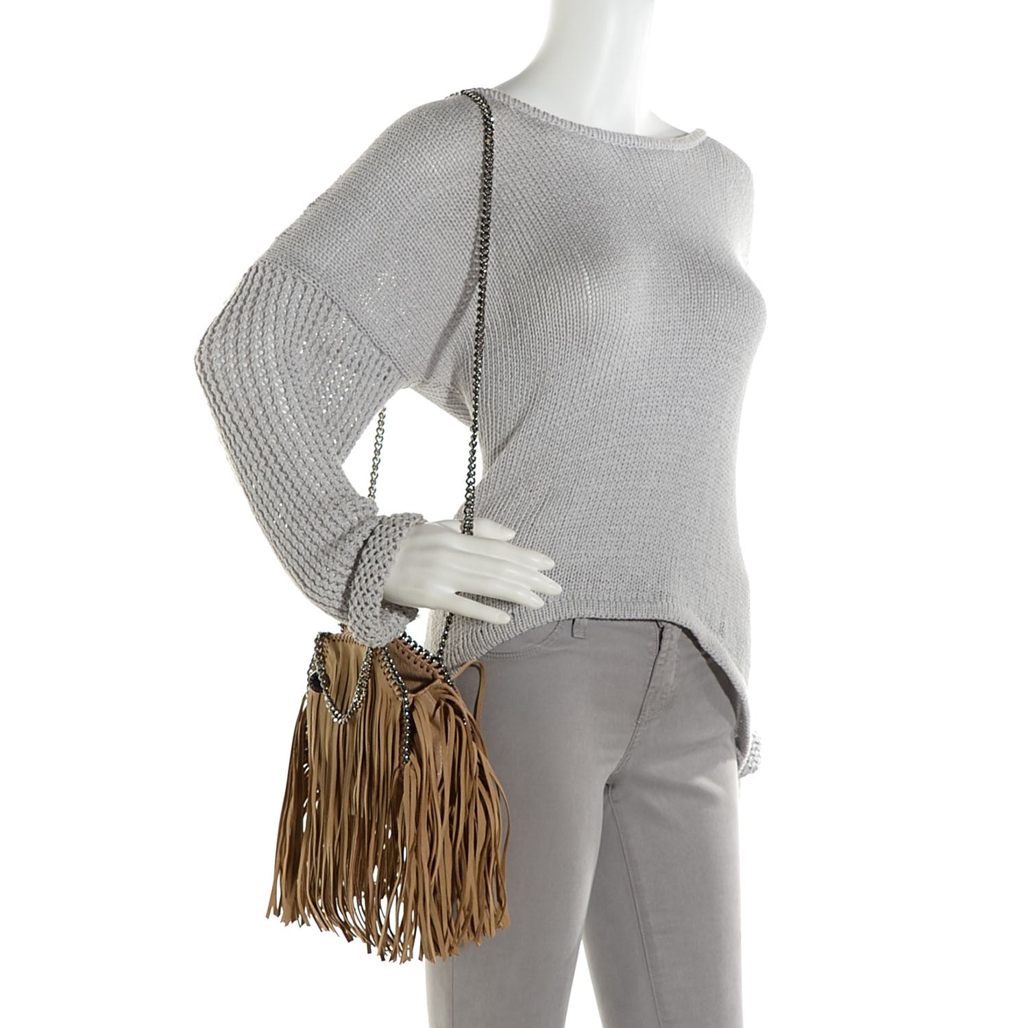 Stella McCartney Shaggy Deer Fringe Tiny Falabella Fold Over Tote Gold 2 of 9