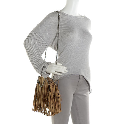 Stella McCartney Shaggy Deer Fringe Tiny Falabella Fold Over Tote Gold 2 of 9