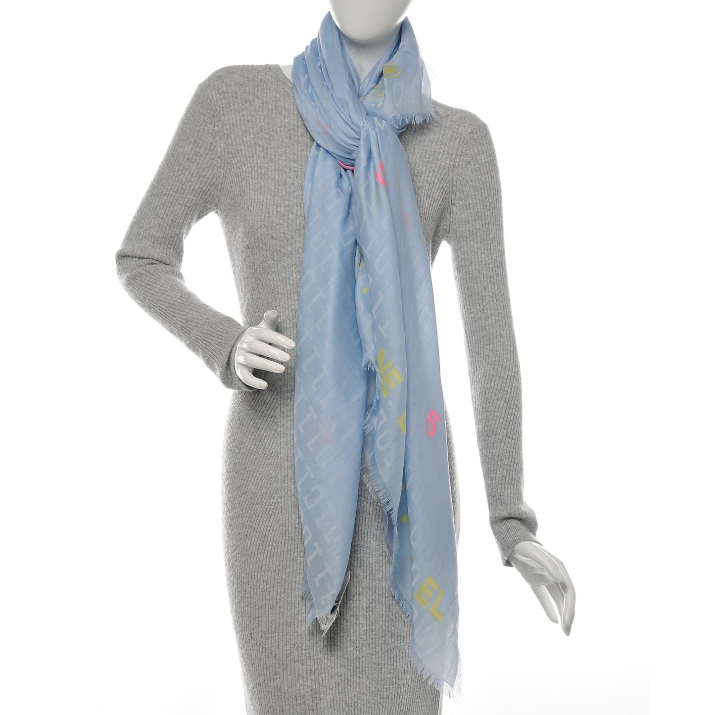 Silk Cashmere CC Square Scarf Light Blue
