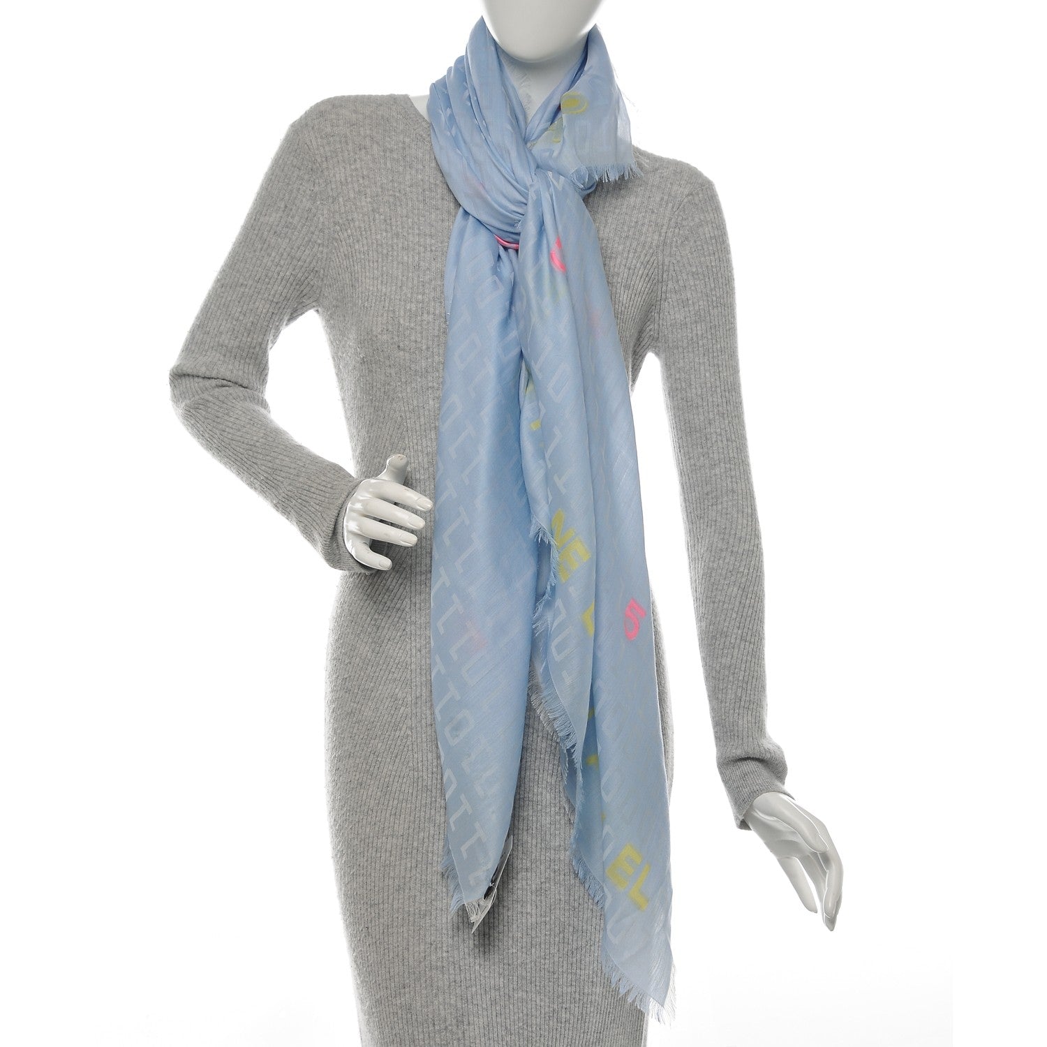 Chanel Silk Cashmere CC Square Scarf Light Blue 3 of 6