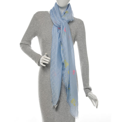 Chanel Silk Cashmere CC Square Scarf Light Blue 3 of 6
