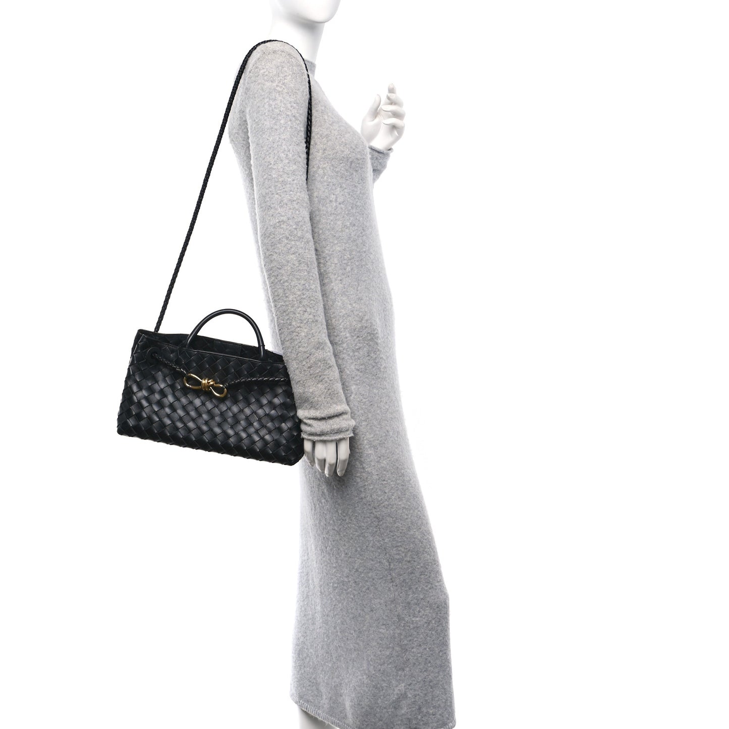 Nappa Intrecciato Small East West Andiamo Shoulder Bag Black