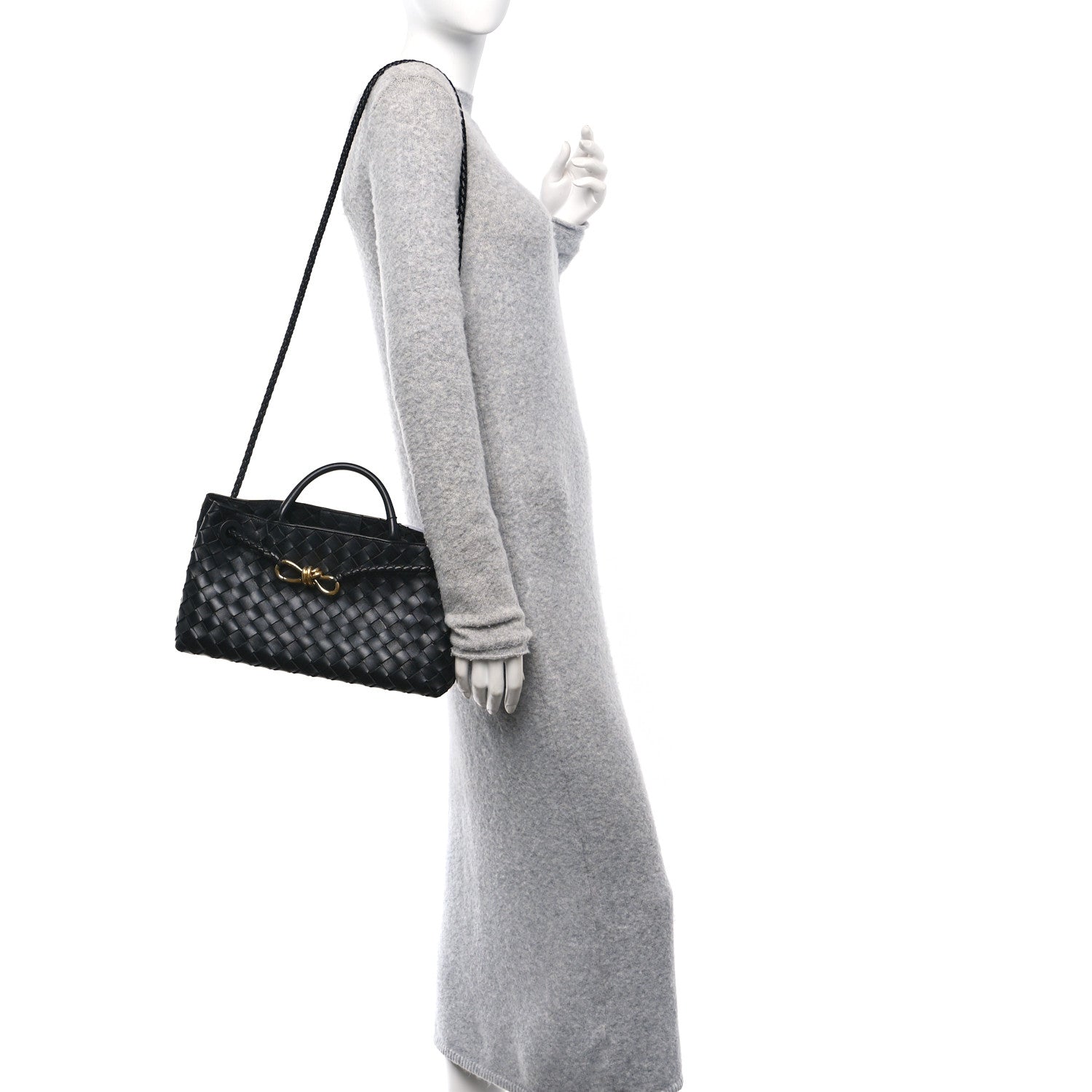 Bottega Veneta Nappa Intrecciato Small East West Andiamo Shoulder Bag Black 2 of 13