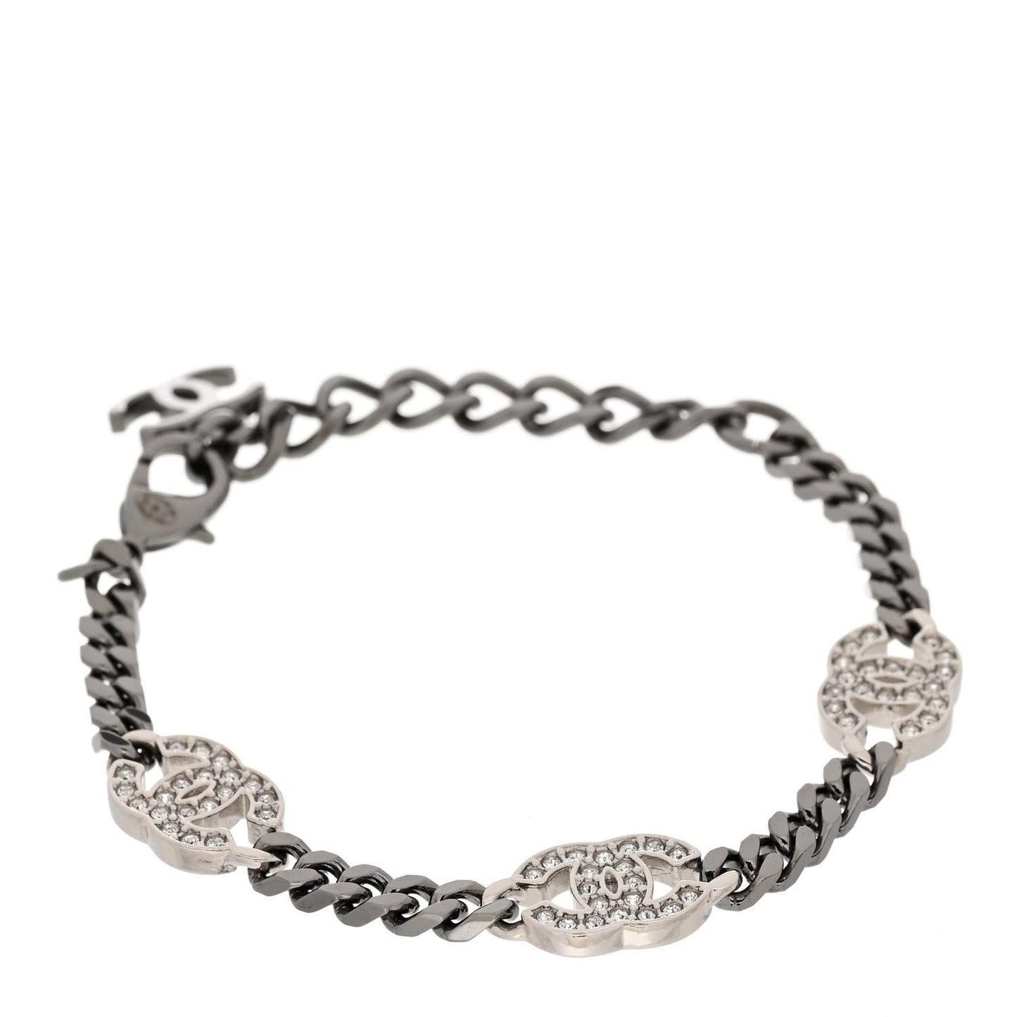 Crystal CC Chain Bracelet Silver