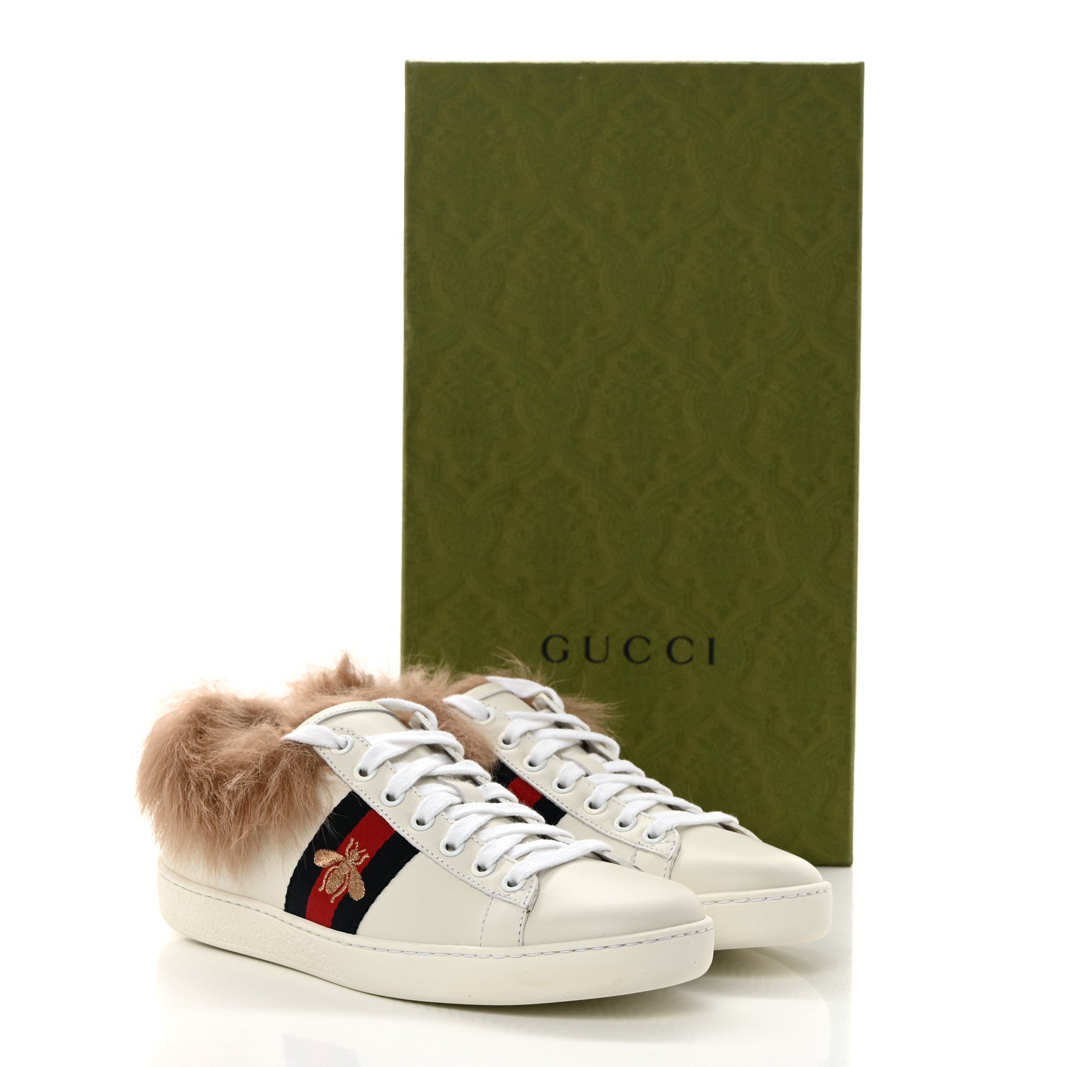 Gucci Calfskin Wool Web Bee Embroidered Womens Ace Sneakers 36 White 8 of 8