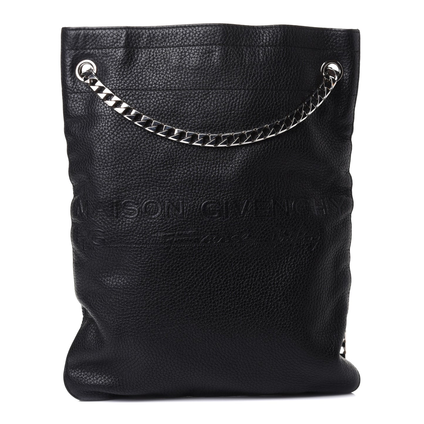 Pebbled Calfskin Large HDG Flat Tote Black