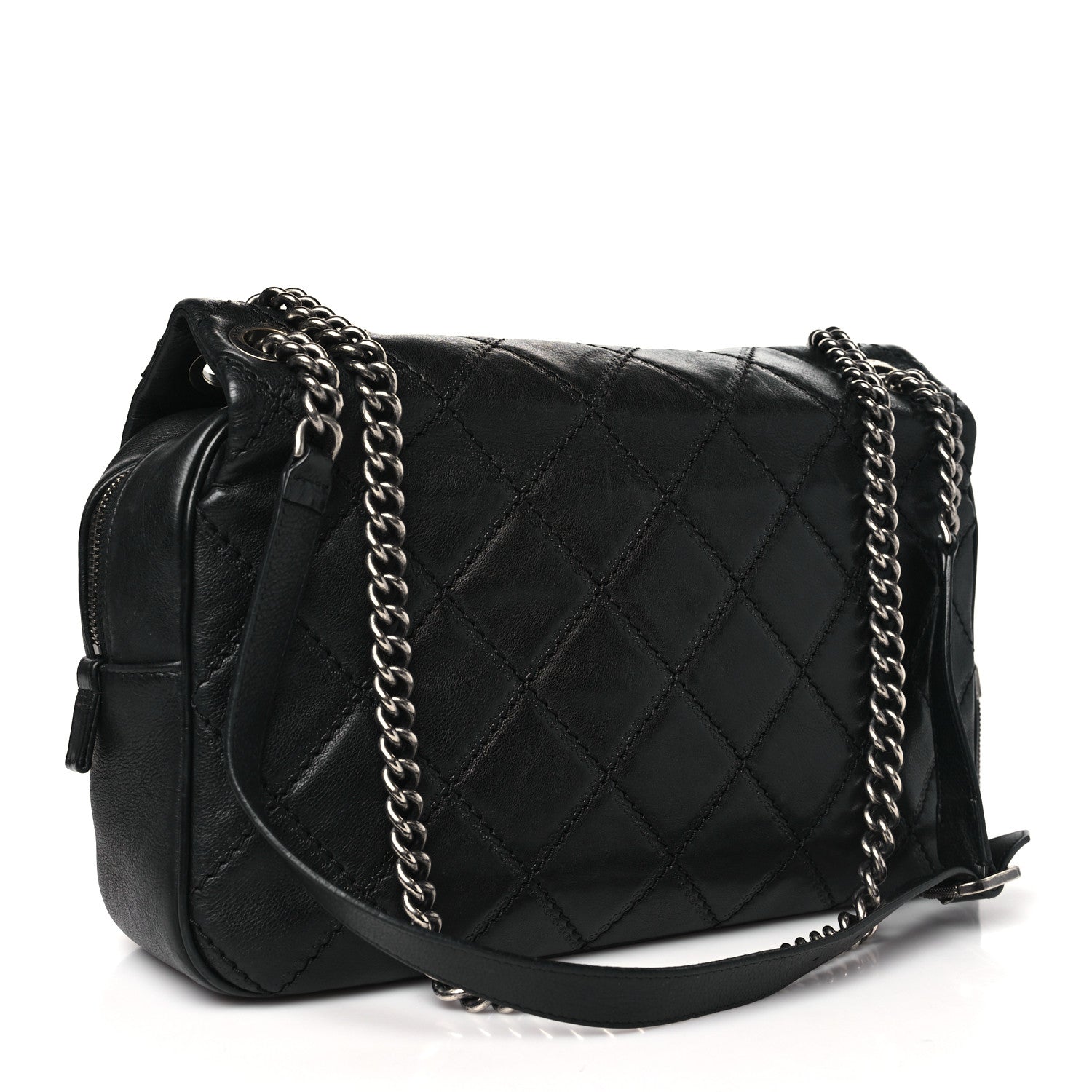 Chanel Calfskin Quilted Jumbo Coco Sporran Flap Black 3 of 11