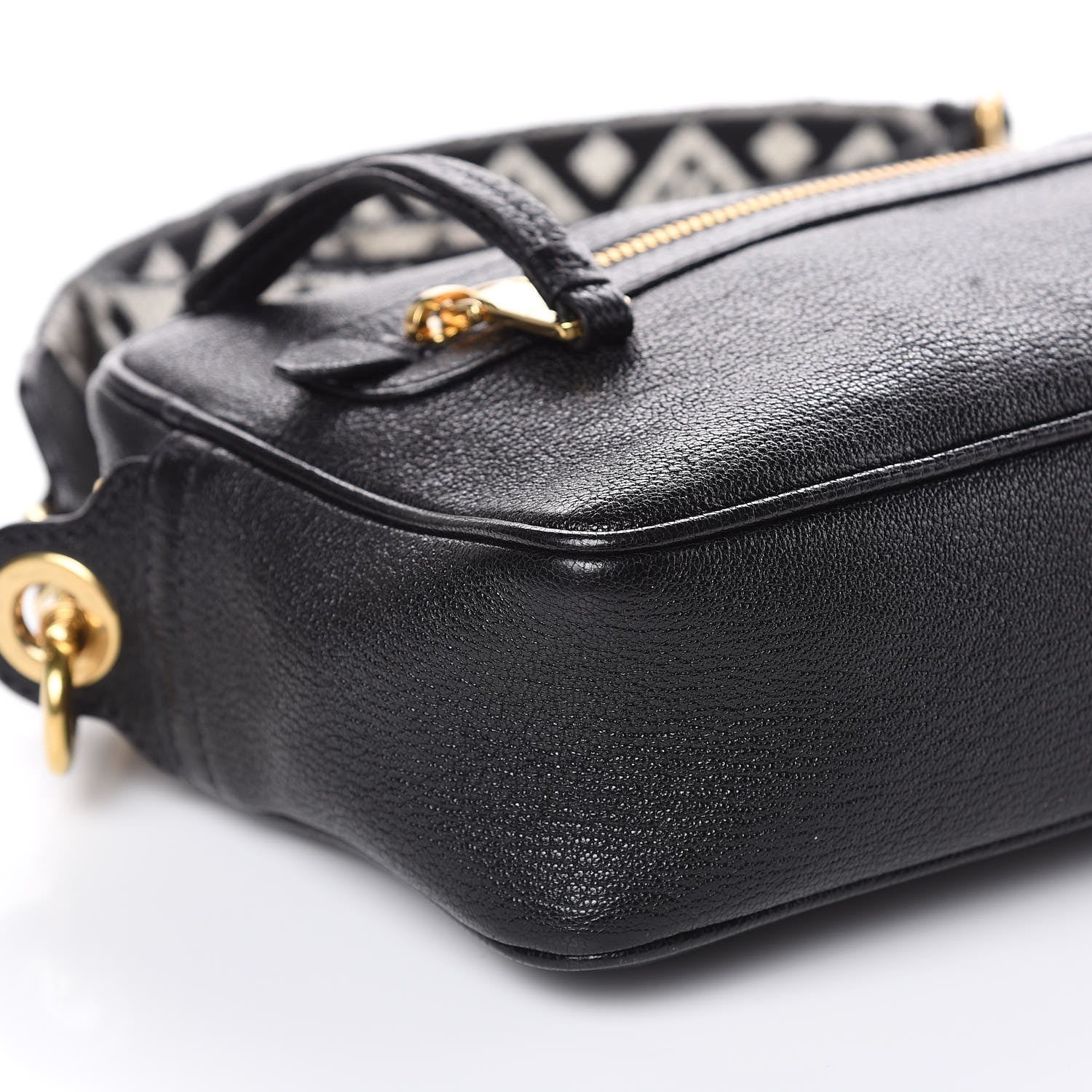 Miu Miu Goatskin Madras Crossbody Bag Black 7 of 10