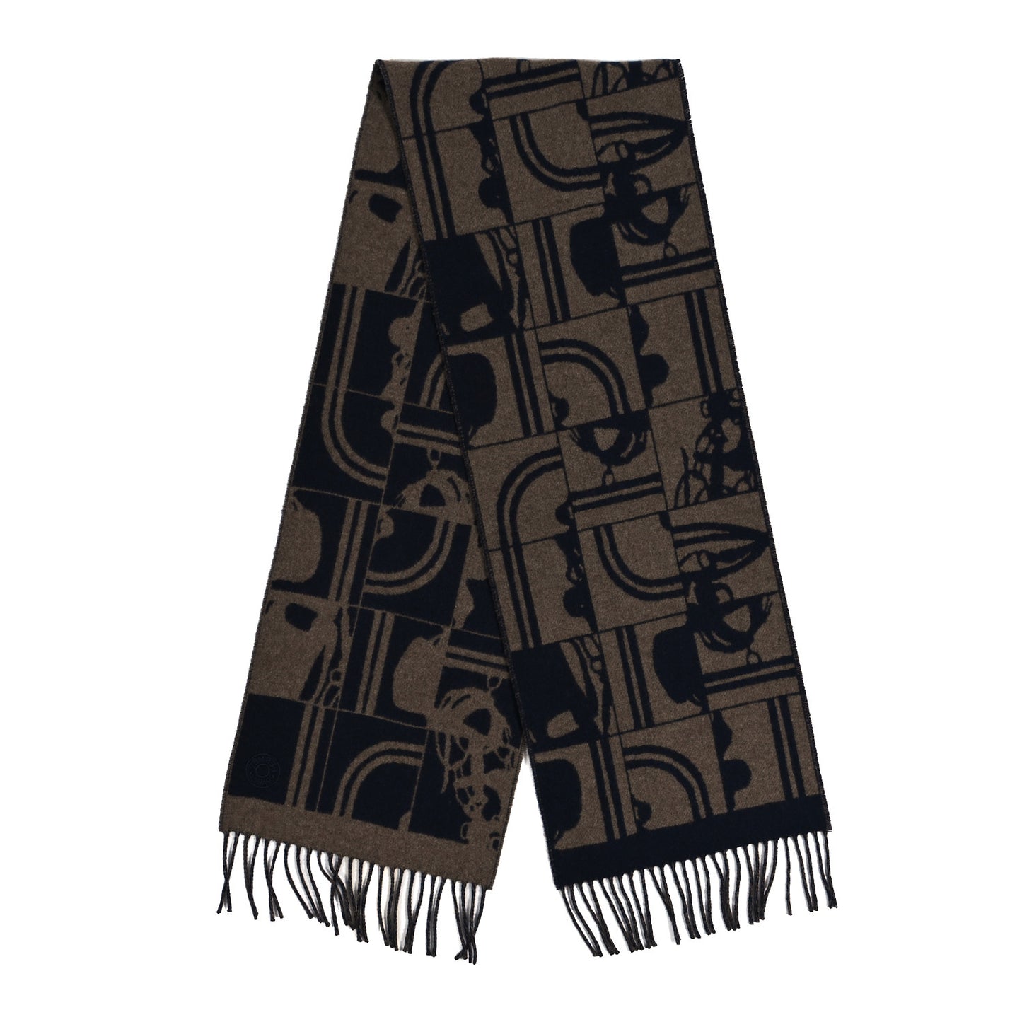 Cashmere Brides de Gala en Desordre Muffler Marine Etoupe