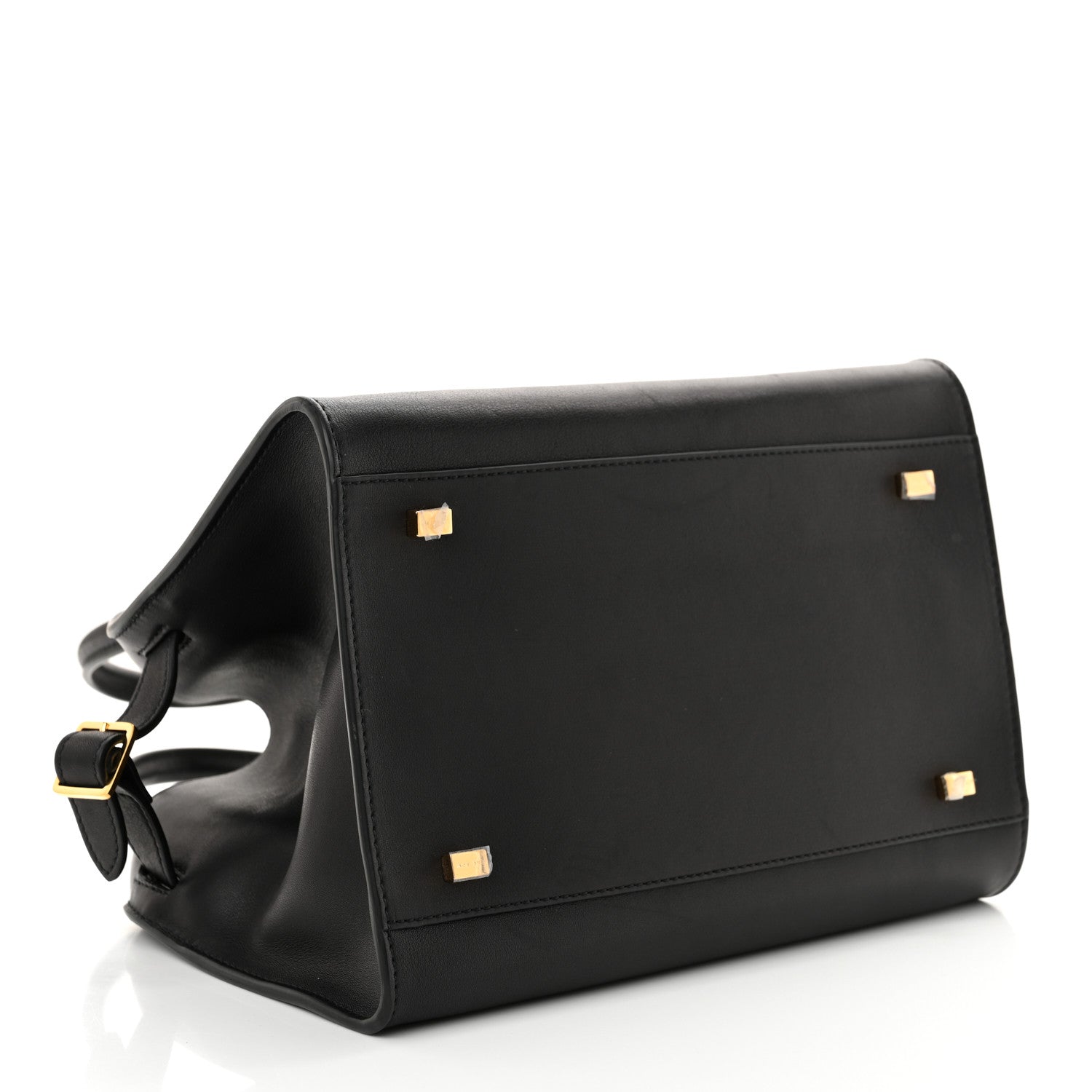 The Row Polished Saddle Calfskin Soft Margaux 10 Bag Black 4 of 9