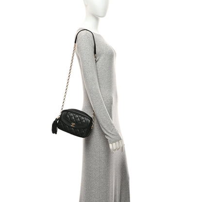 Chanel Lambskin Quilted Tassel Flap Camera Case Black 2 of 10