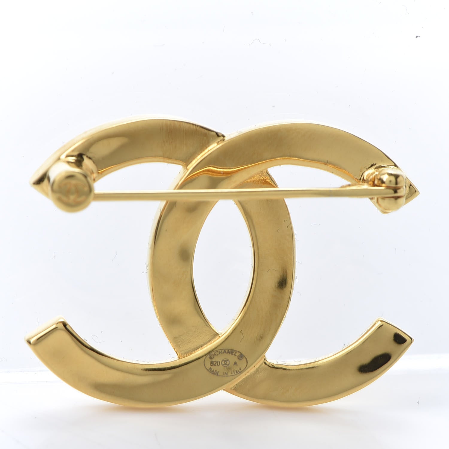 Chanel Metal Paris Button CC Brooch Gold 3 of 4
