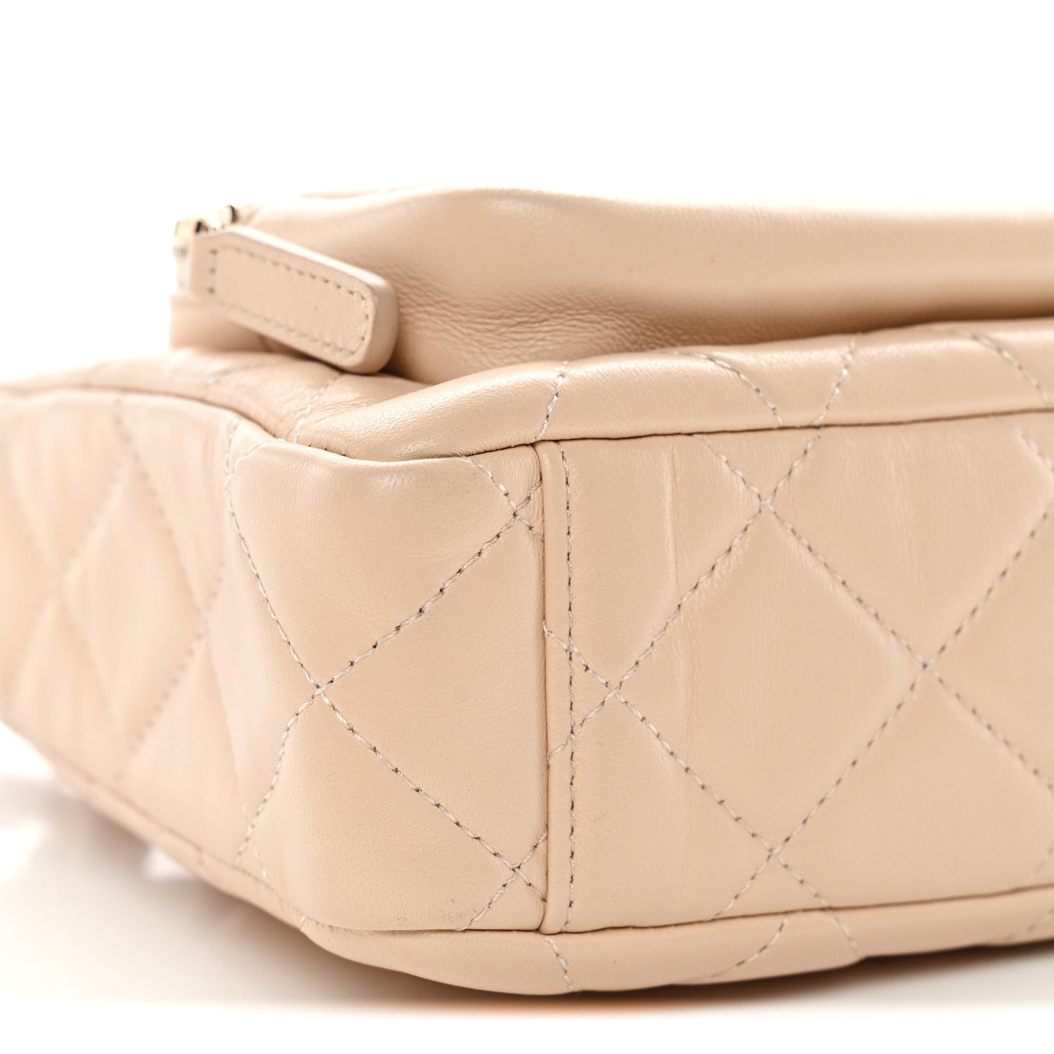 Chanel Shiny Crumpled Lambskin Quilted Small Preppy Pocket Clutch With Chain Beige 9 of 11
