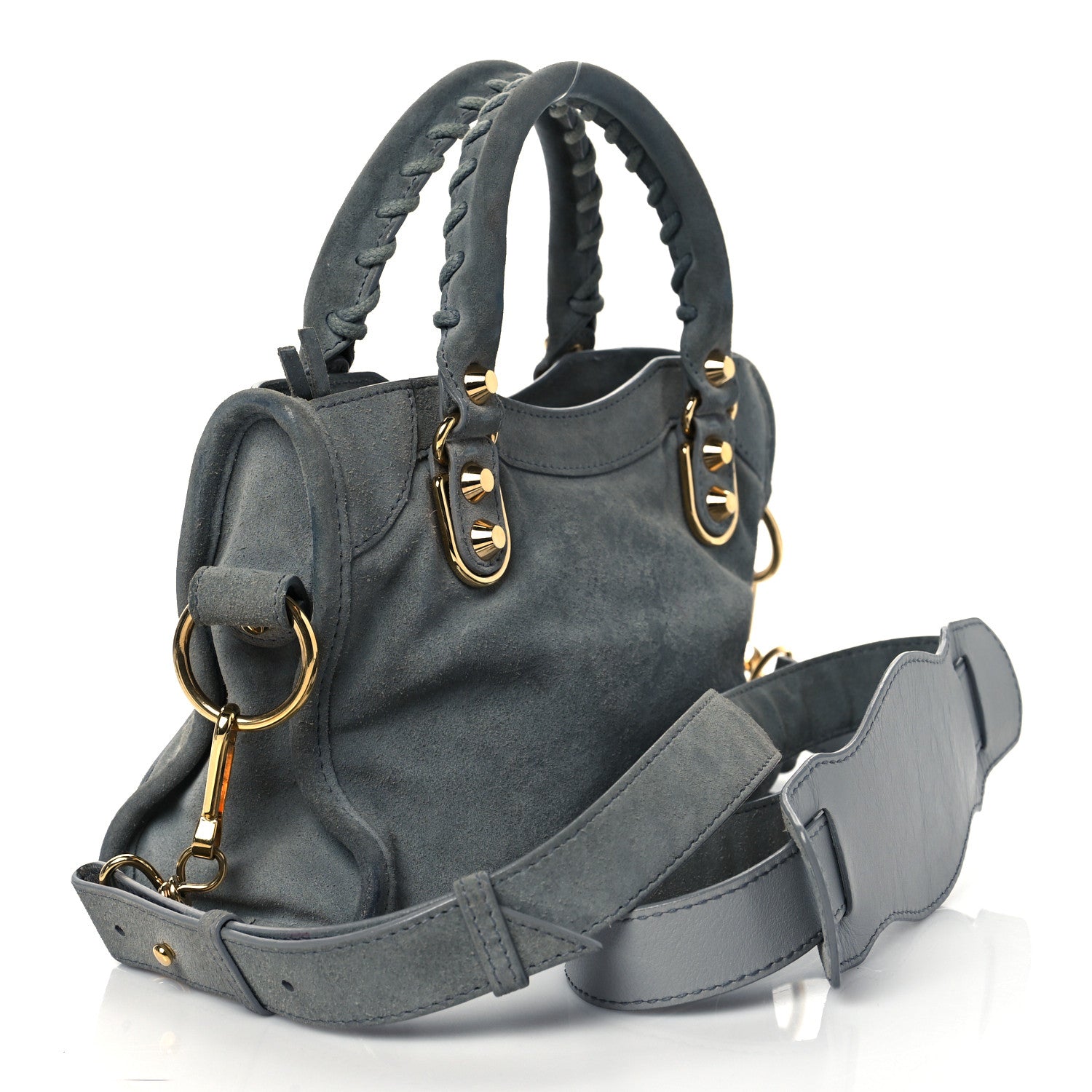 Balenciaga Baby Daim Suede Gold Metallic Edge Hardware Mini City Gris Acier 2 of 9
