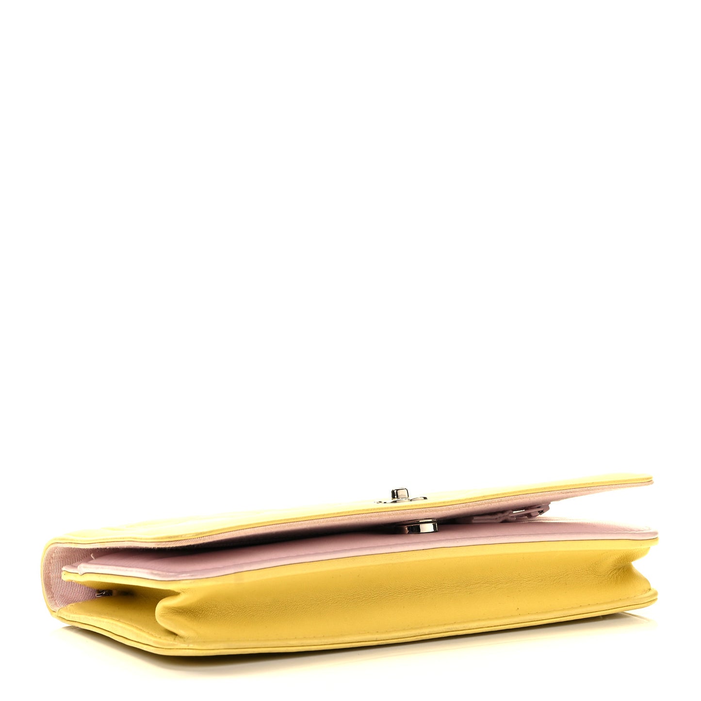 Lambskin Quilted Wallet on Chain WOC Yellow