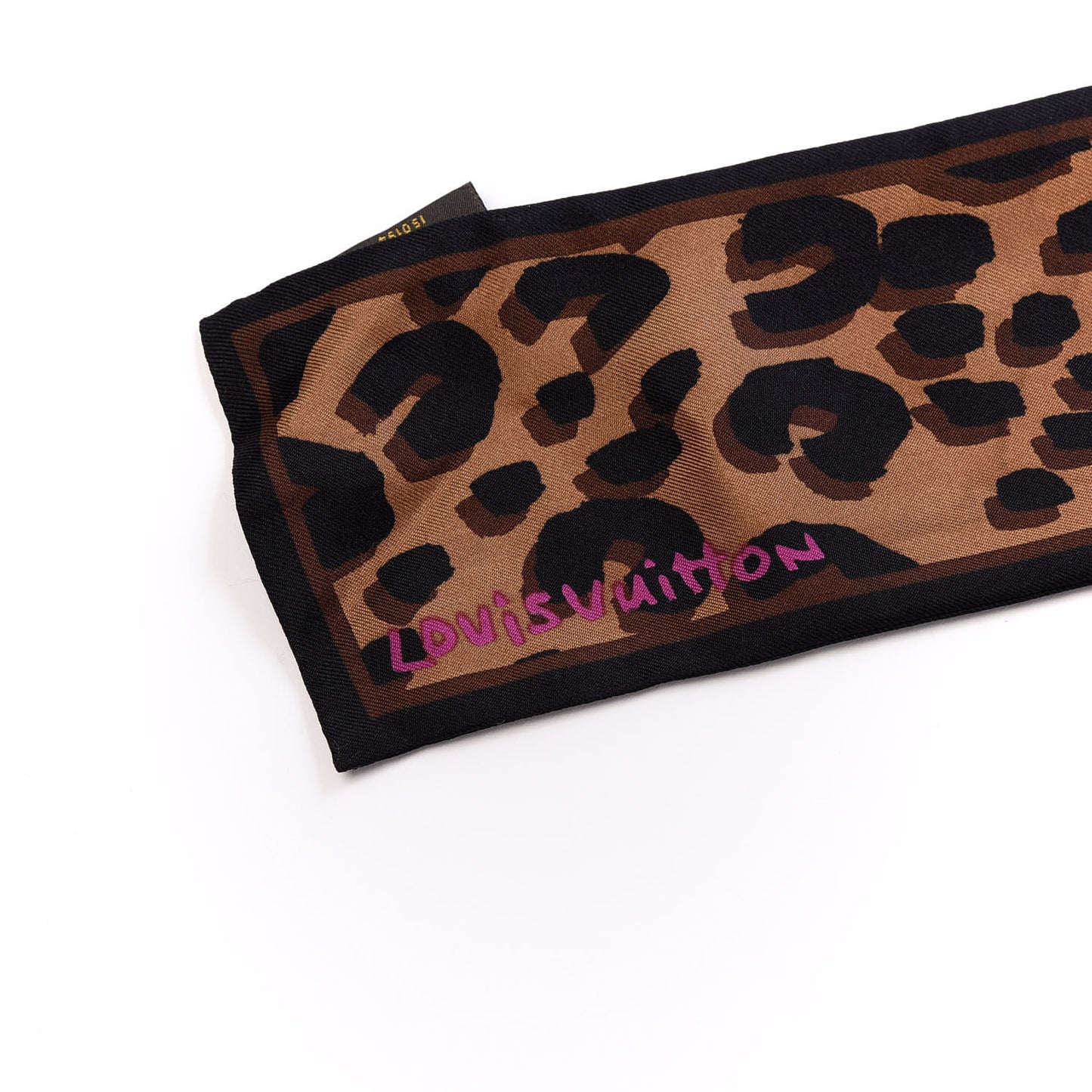 Silk Leopard Bandeau Scarf Marron