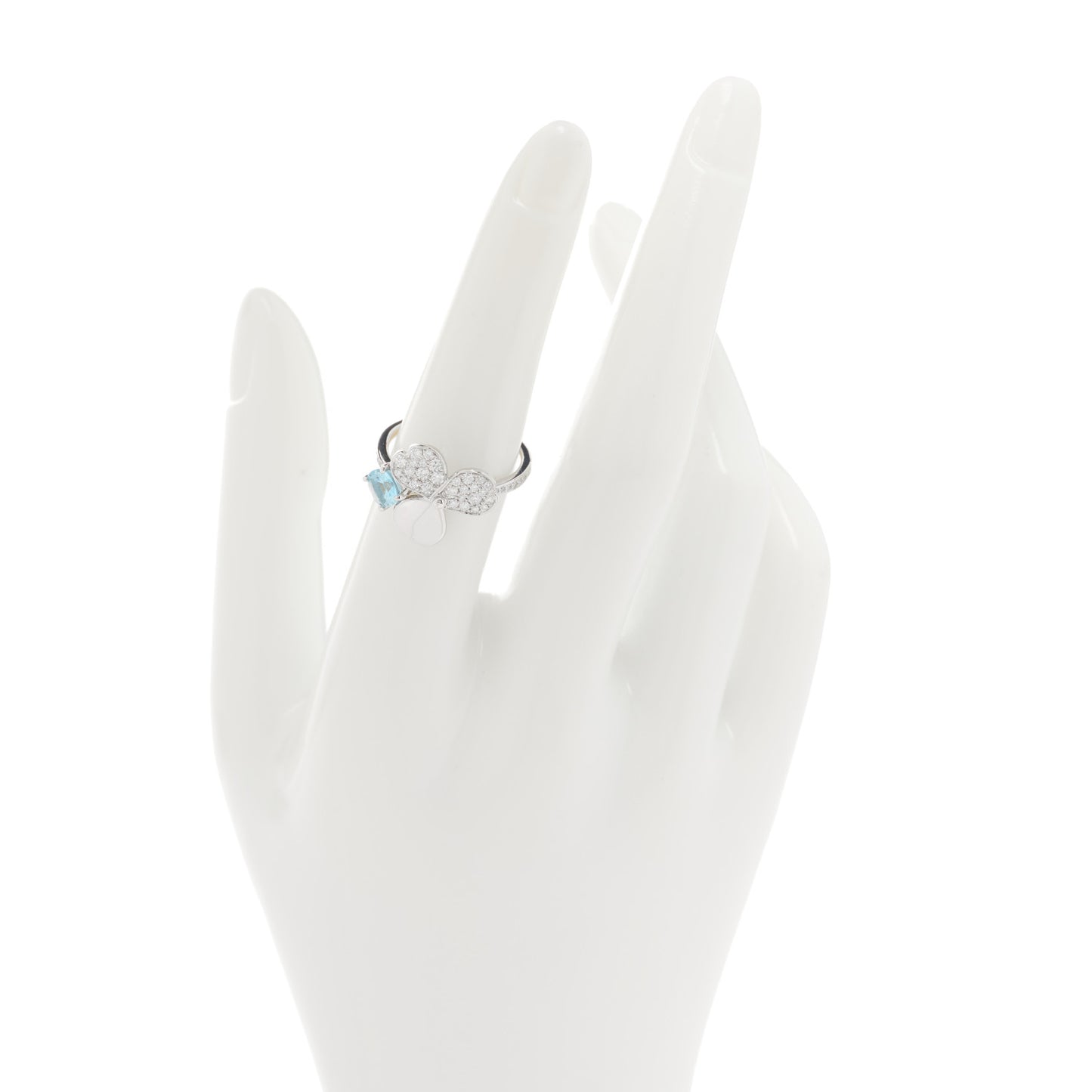 Platinum Diamond Aquamarine Paper Flowers Ring 52 6