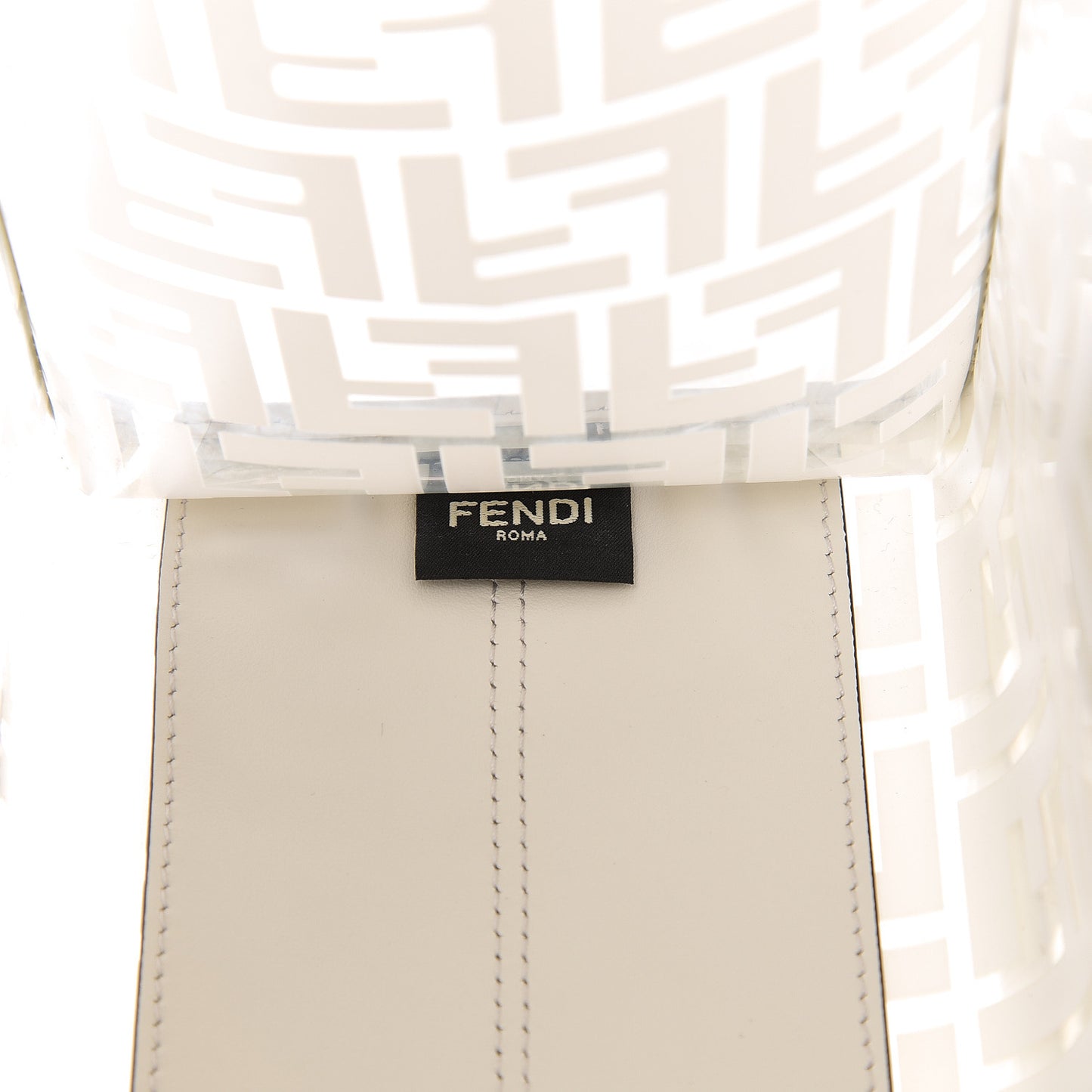 TPU FF Vitello Century Plexiglass Medium Runaway Shopper Tote White