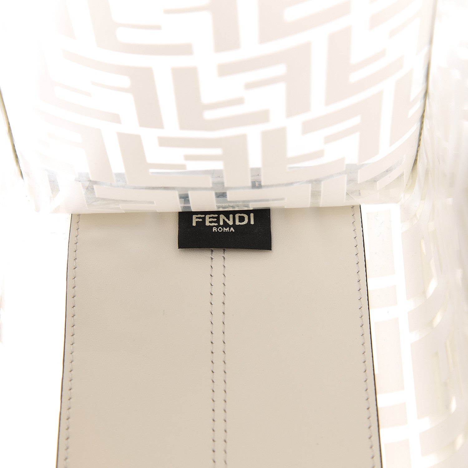 Fendi TPU FF Vitello Century Plexiglass Medium Runaway Shopper Tote White 5 of 8