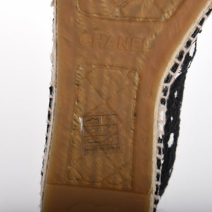 Chanel Printed Tweed Patent Calfskin CC Espadrilles 36 Black White 8 of 10