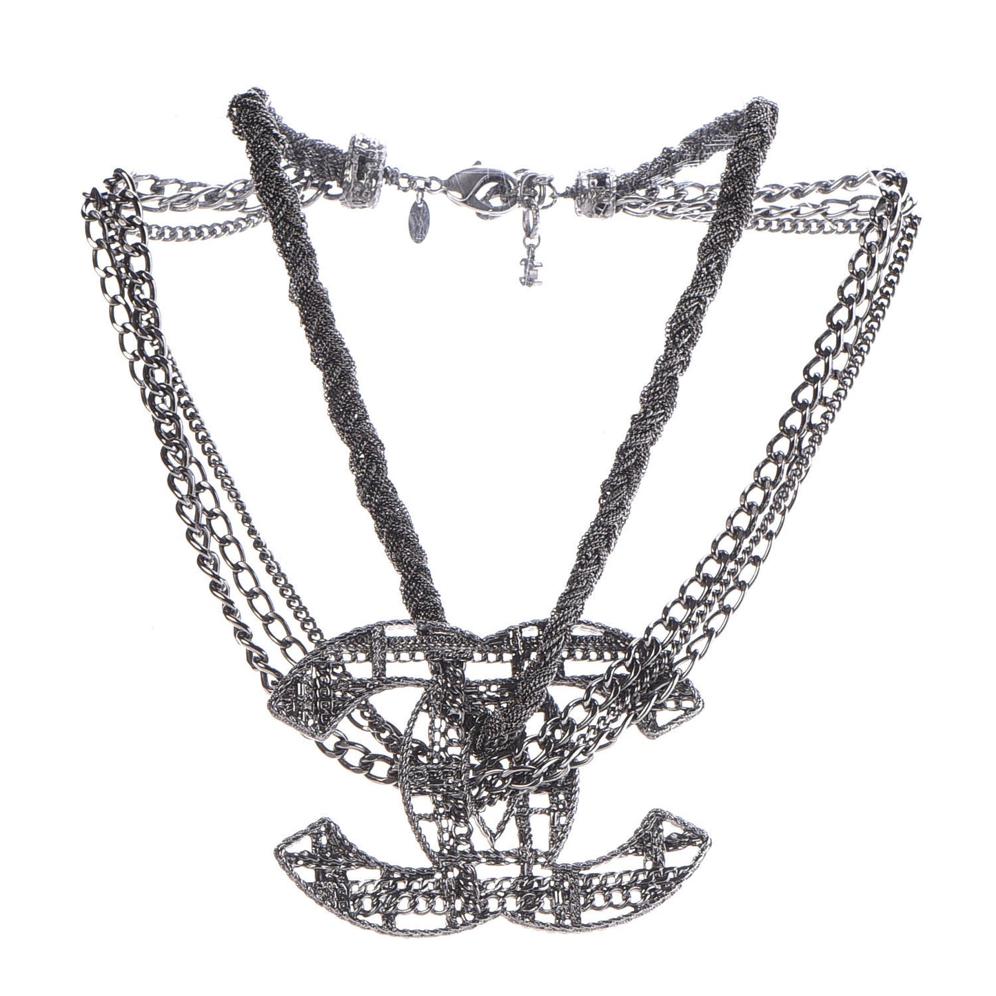 Ruthenium Multi Strand Chain CC Short Necklace