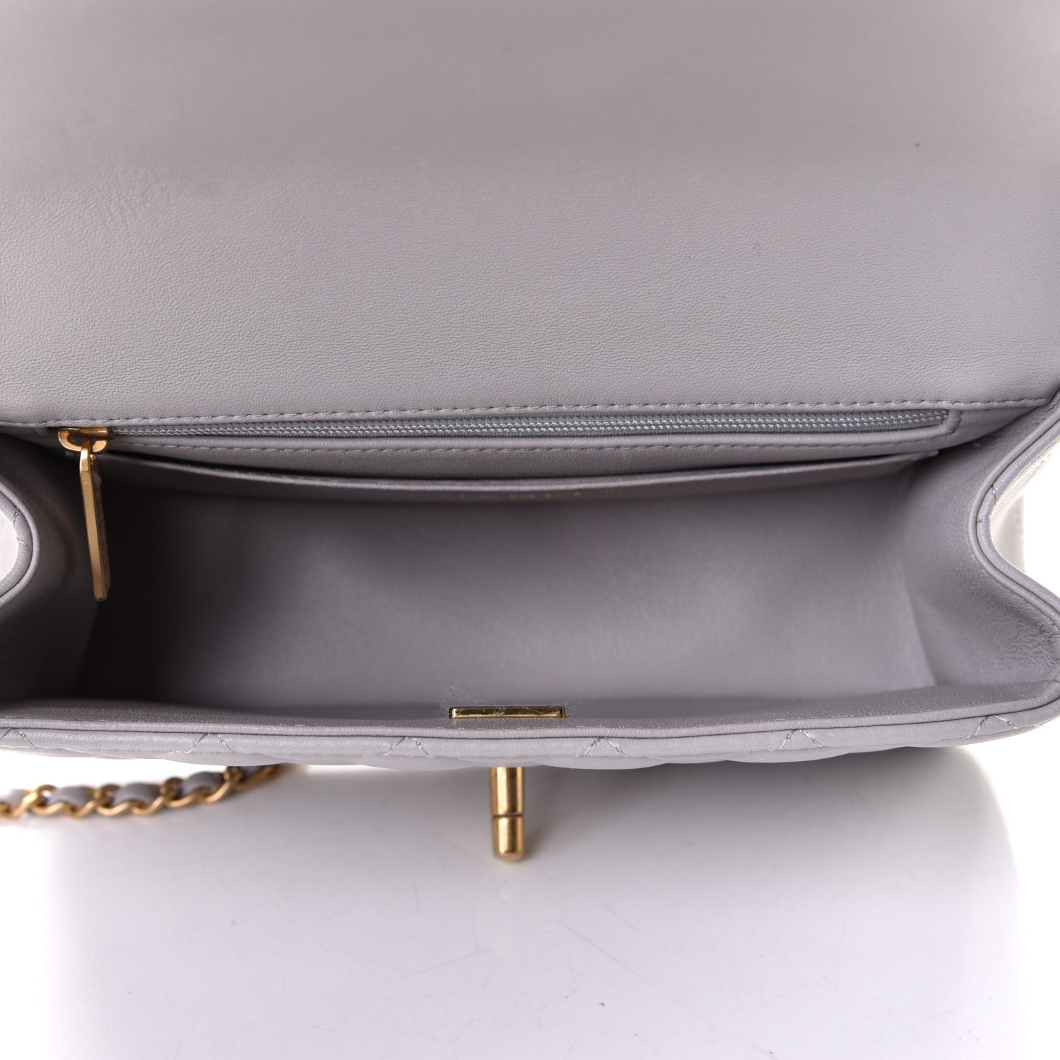 Chanel Lambskin Quilted Mini Top Handle Rectangular Flap Grey 4 of 4