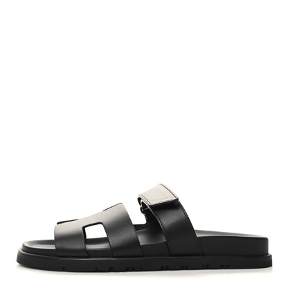 Hermes Calfskin Womens Chypre Sandals 39 Black 1 of 9