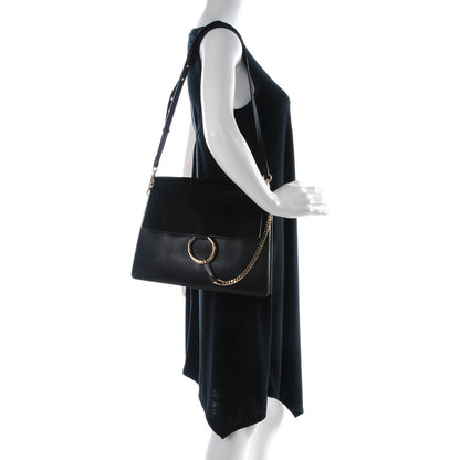 Chloe Suede Calfskin Medium Faye Shoulder Bag Black 2 of 8