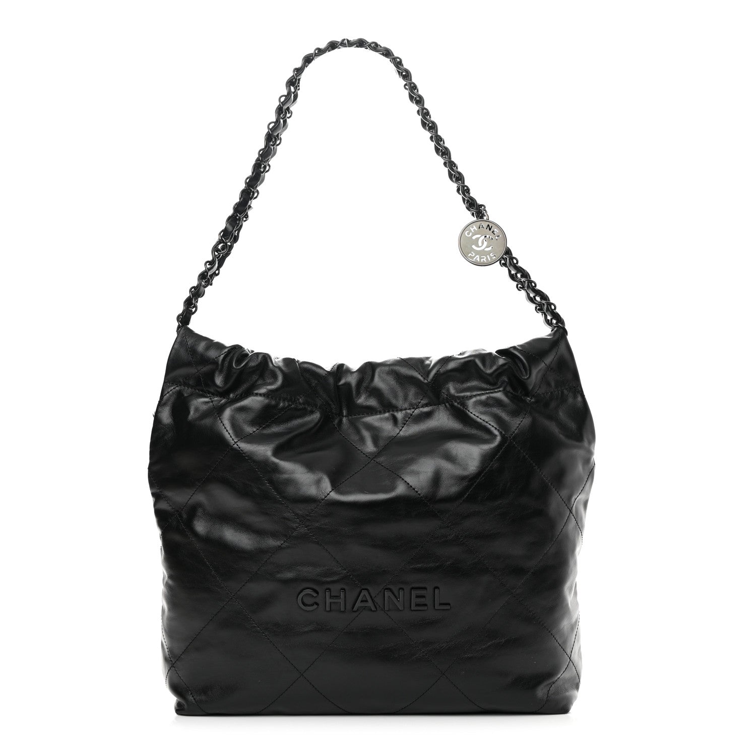 Chanel Shiny Calfskin Quilted Small Chanel 22 So Black 3 of 13