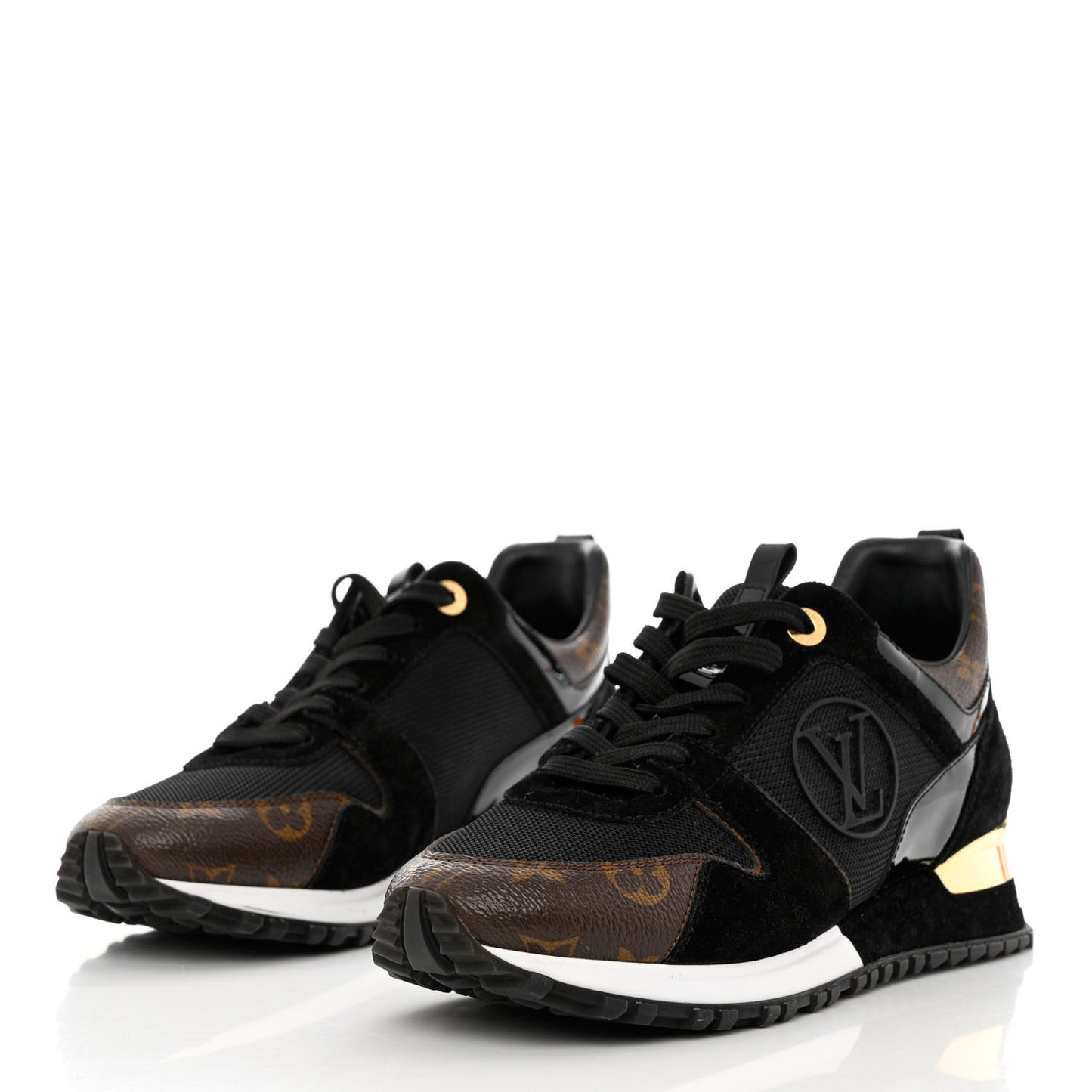 Suede Monogram Run Away Sneakers 39 Black