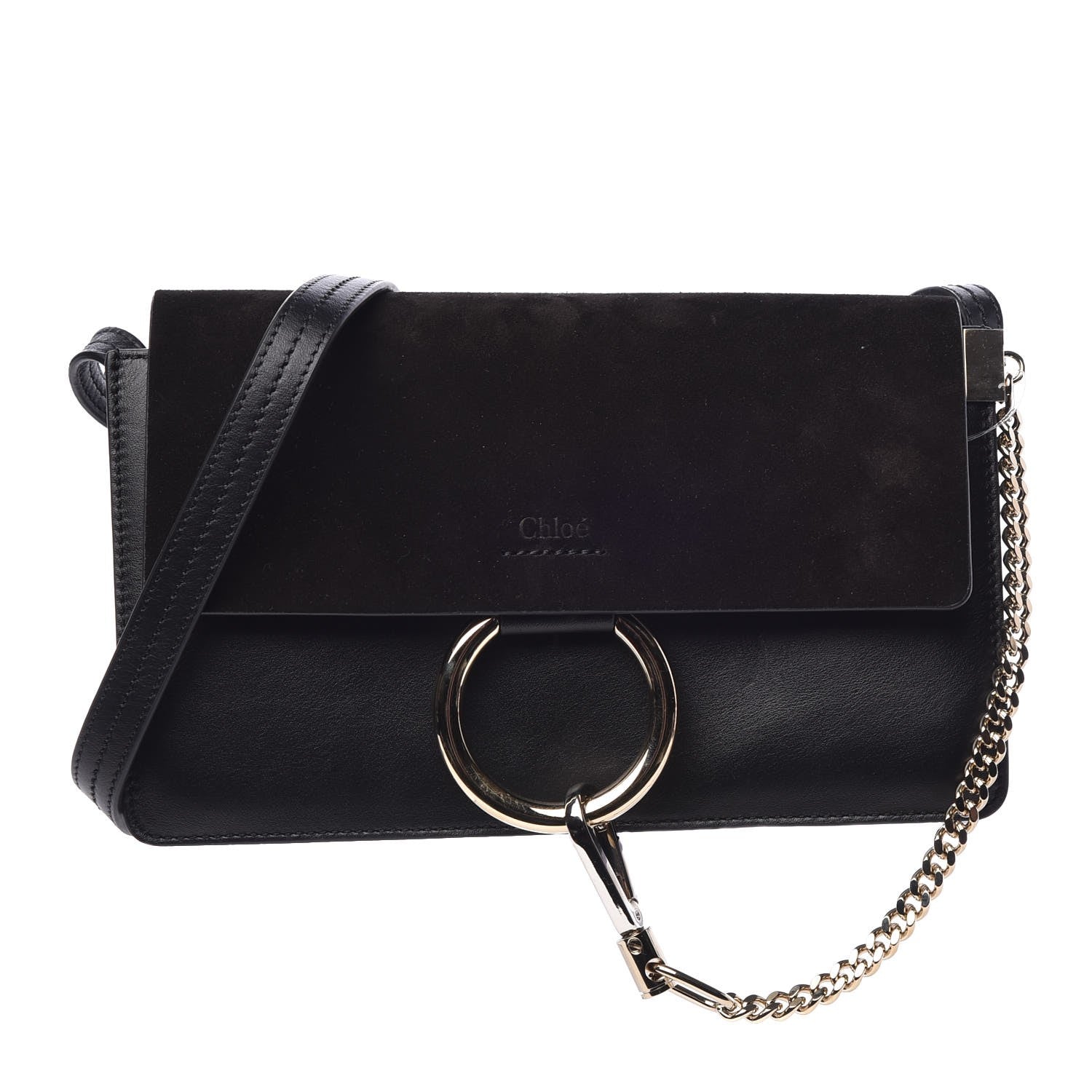 Chloe Suede Calfskin Small Faye Shoulder Bag Black 1 of 6