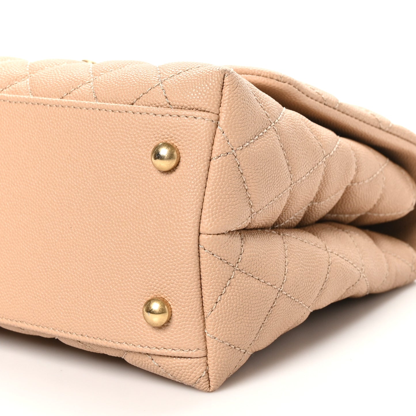 Caviar Lizard Embossed Quilted Small Coco Handle Flap Beige