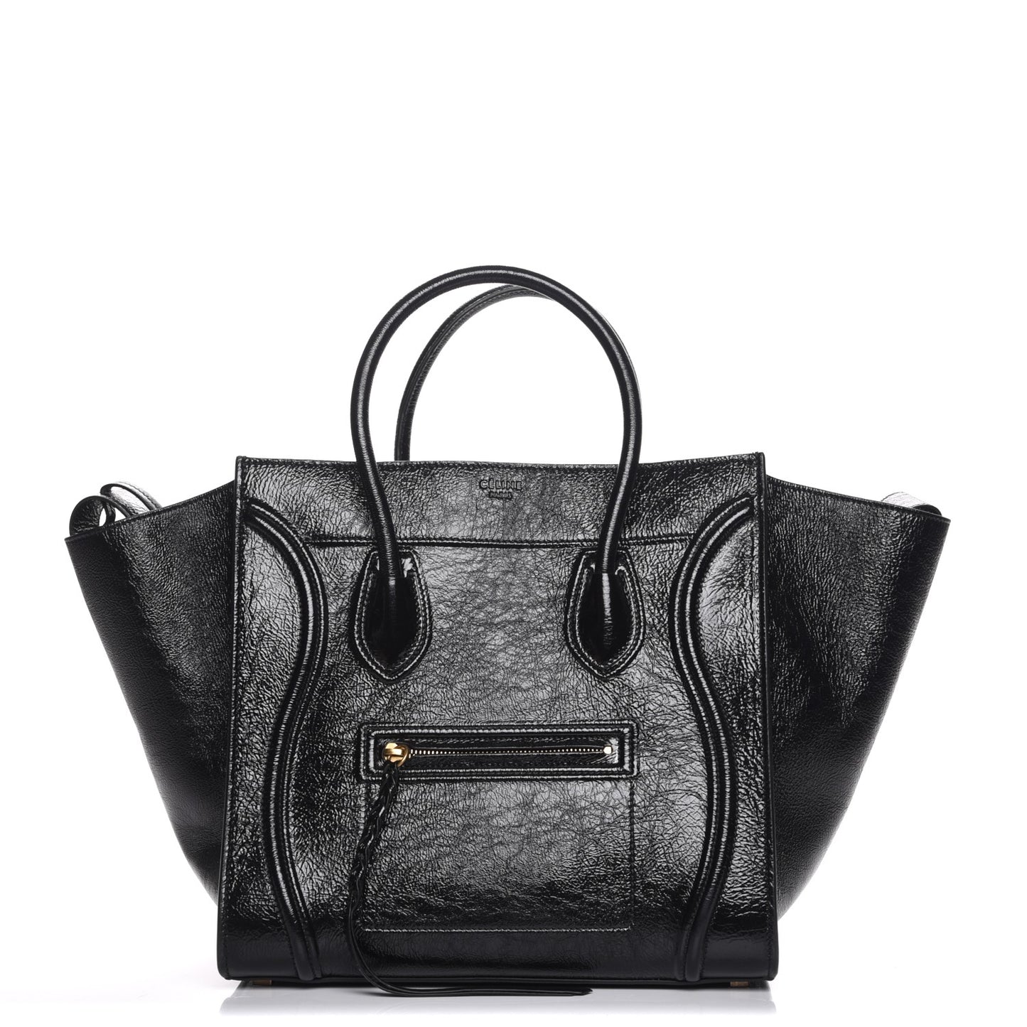 Shiny Goatskin Medium Phantom Luggage Black