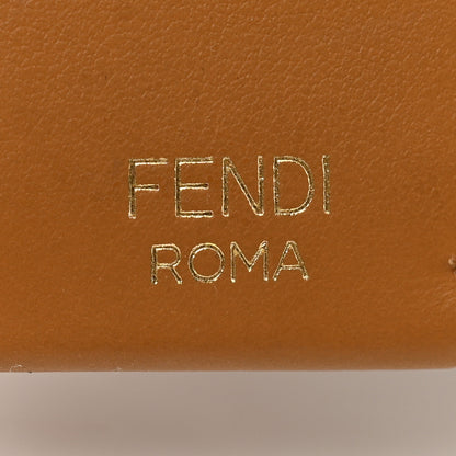 Fendi Glazed Fabric Vitello Century FF 1974 Stamp Patch Mini Peekaboo Defender Cover Mogano Panna Caramello 6 of 12