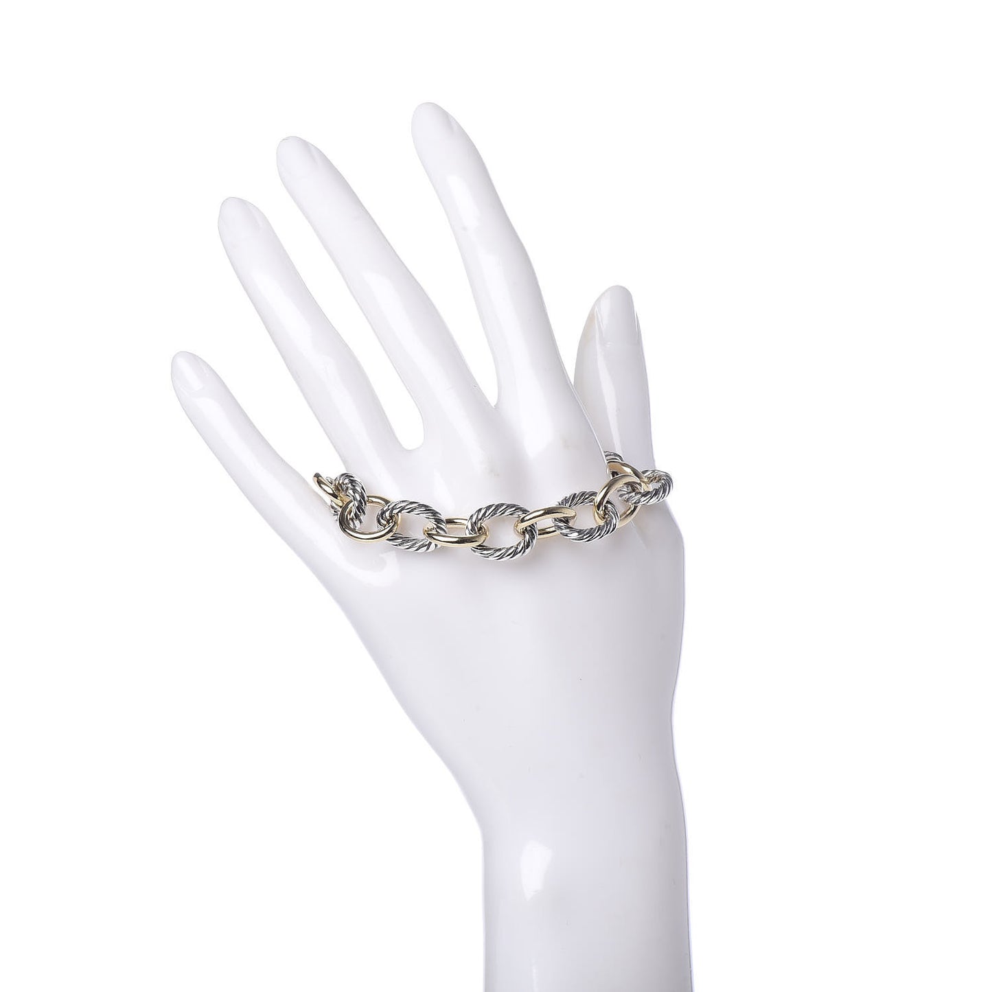 Sterling Silver 18K Yellow Gold 12mm Large Oval Link Bracelet