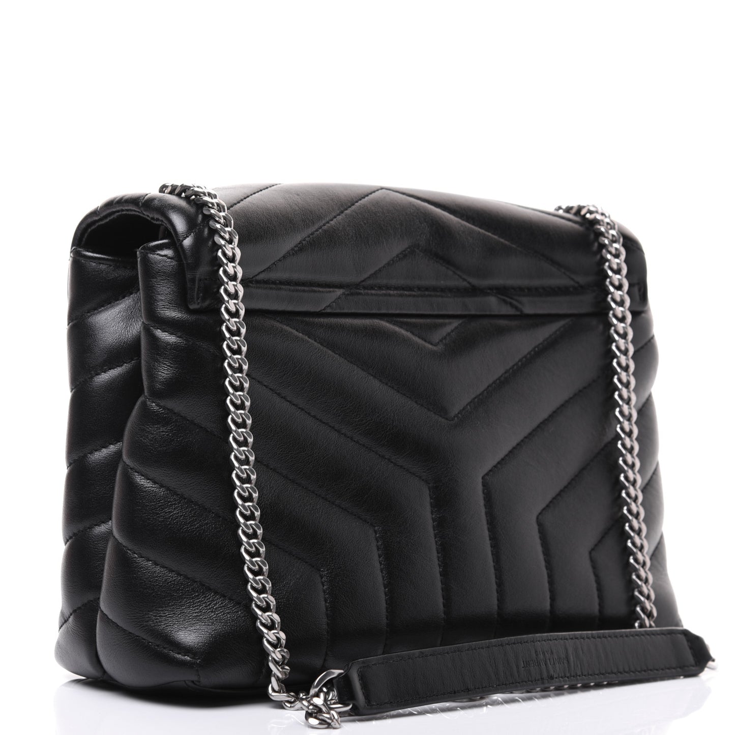 Calfskin Y Quilted Monogram Small Loulou Chain Satchel Black