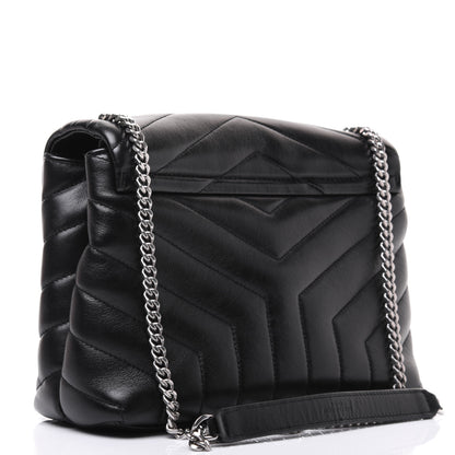 Saint Laurent Calfskin Y Quilted Monogram Small Loulou Chain Satchel Black 3 of 21