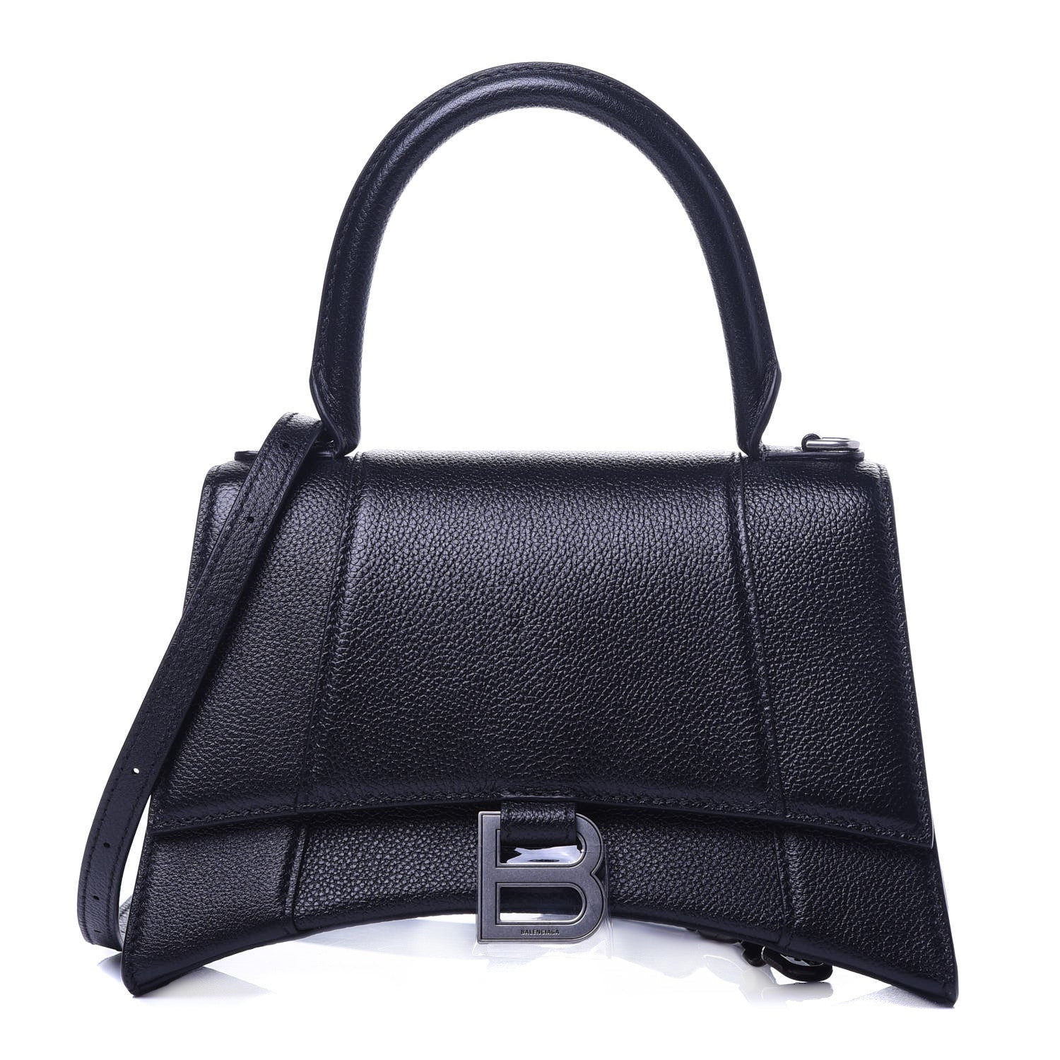 Balenciaga Grained Calfskin Small Hourglass Top Handle Bag Black 1 of 10