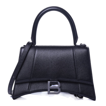 Balenciaga Grained Calfskin Small Hourglass Top Handle Bag Black 1 of 10