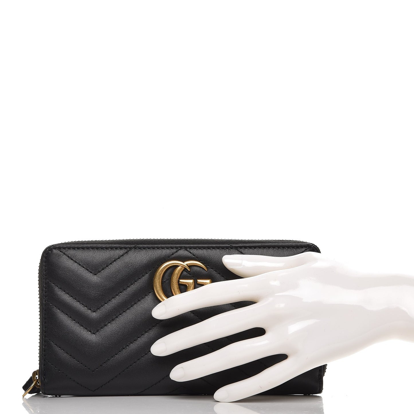 Calfskin Matelasse GG Marmont Zip Around Wallet Black